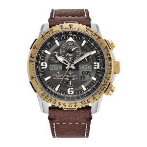 Citizen Promaster Skyhawk A-T Mens Eco Drive Two Tone Brown Leather Strap Watch
