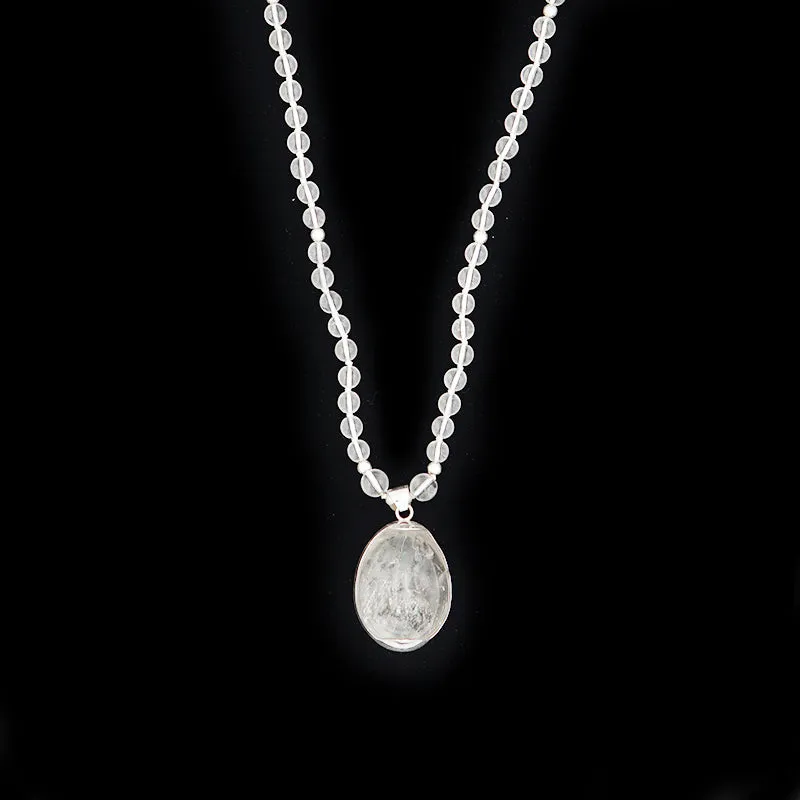 Clear Quartz Pure Faceted Crystal Yoni Egg Mala - Luxe Collection