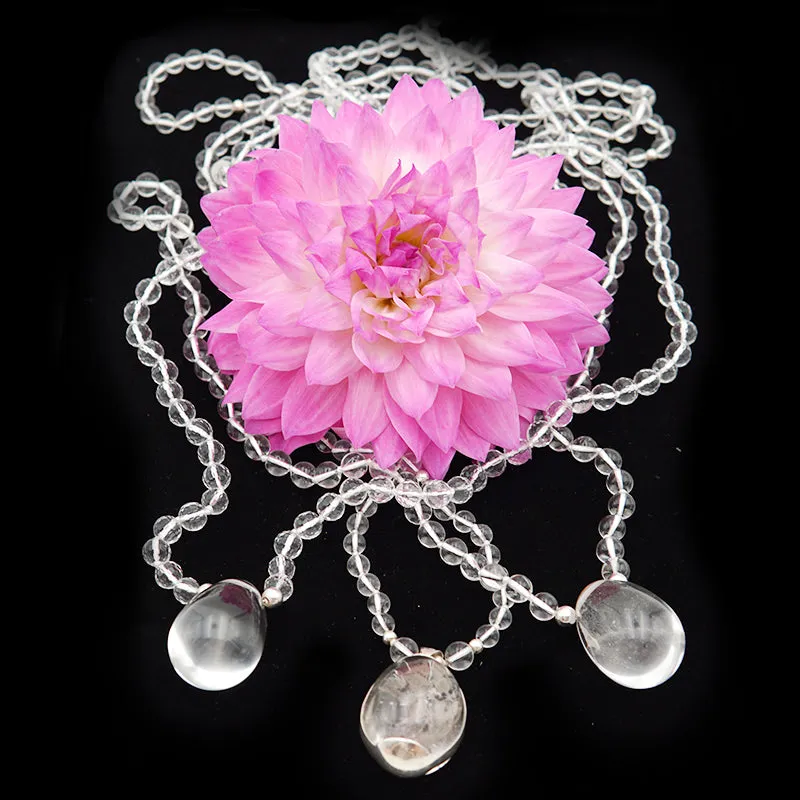 Clear Quartz Pure Faceted Crystal Yoni Egg Mala - Luxe Collection