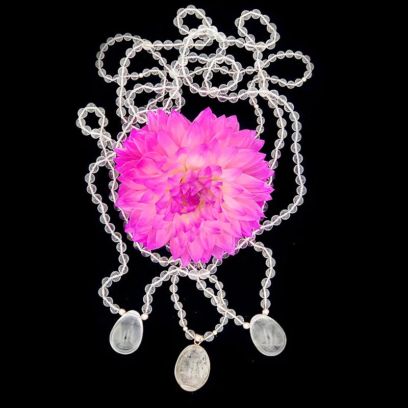 Clear Quartz Pure Faceted Crystal Yoni Egg Mala - Luxe Collection