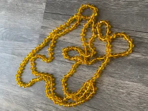 •CLEAR YELLOW• Double Wrap Beaded 60" Necklace
