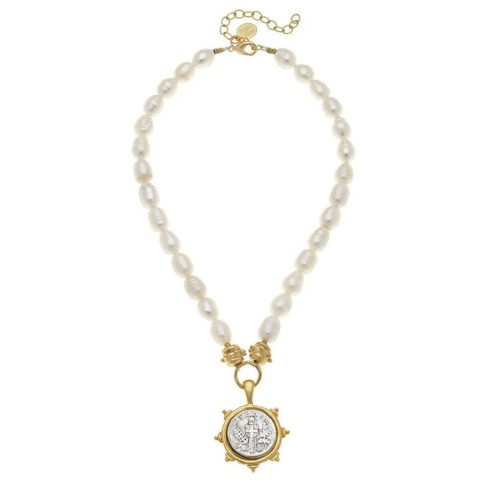 Coin with Cross Pendant Necklace