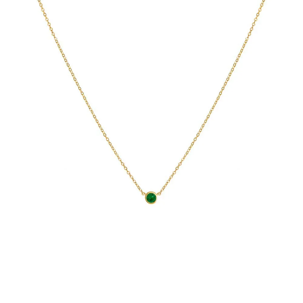 Colored Mini Solitaire Bezel Necklace