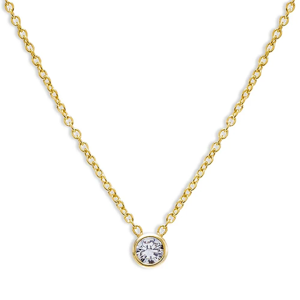 Colored Mini Solitaire Bezel Necklace