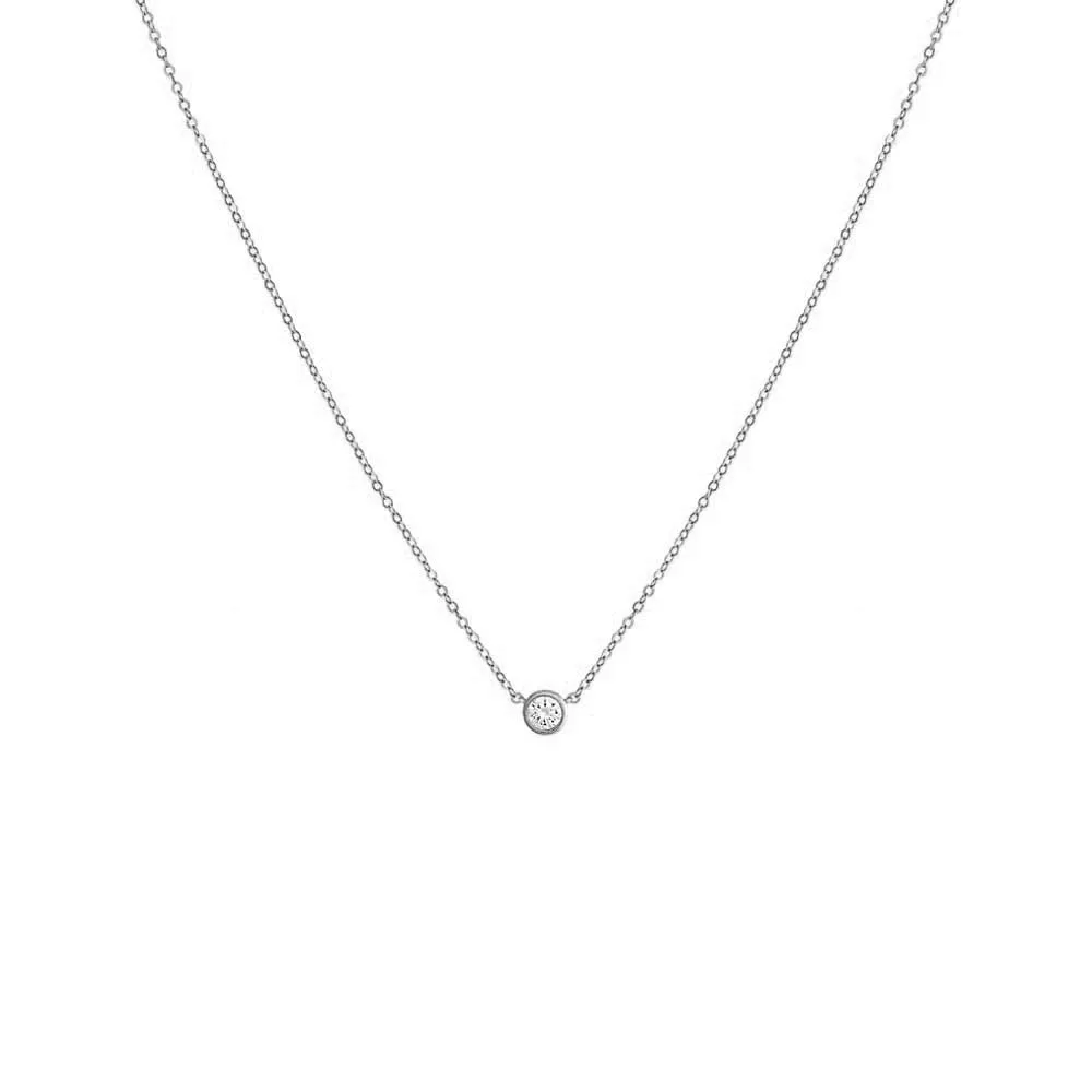Colored Mini Solitaire Bezel Necklace