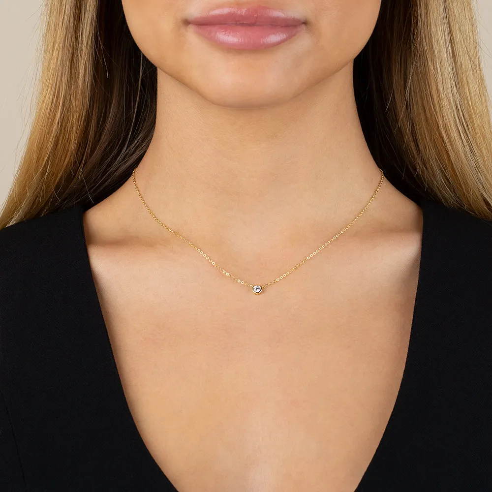 Colored Mini Solitaire Bezel Necklace