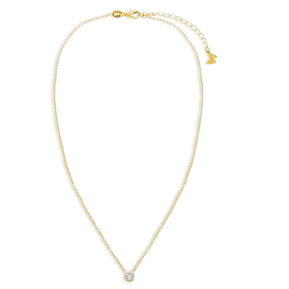Colored Mini Solitaire Bezel Necklace