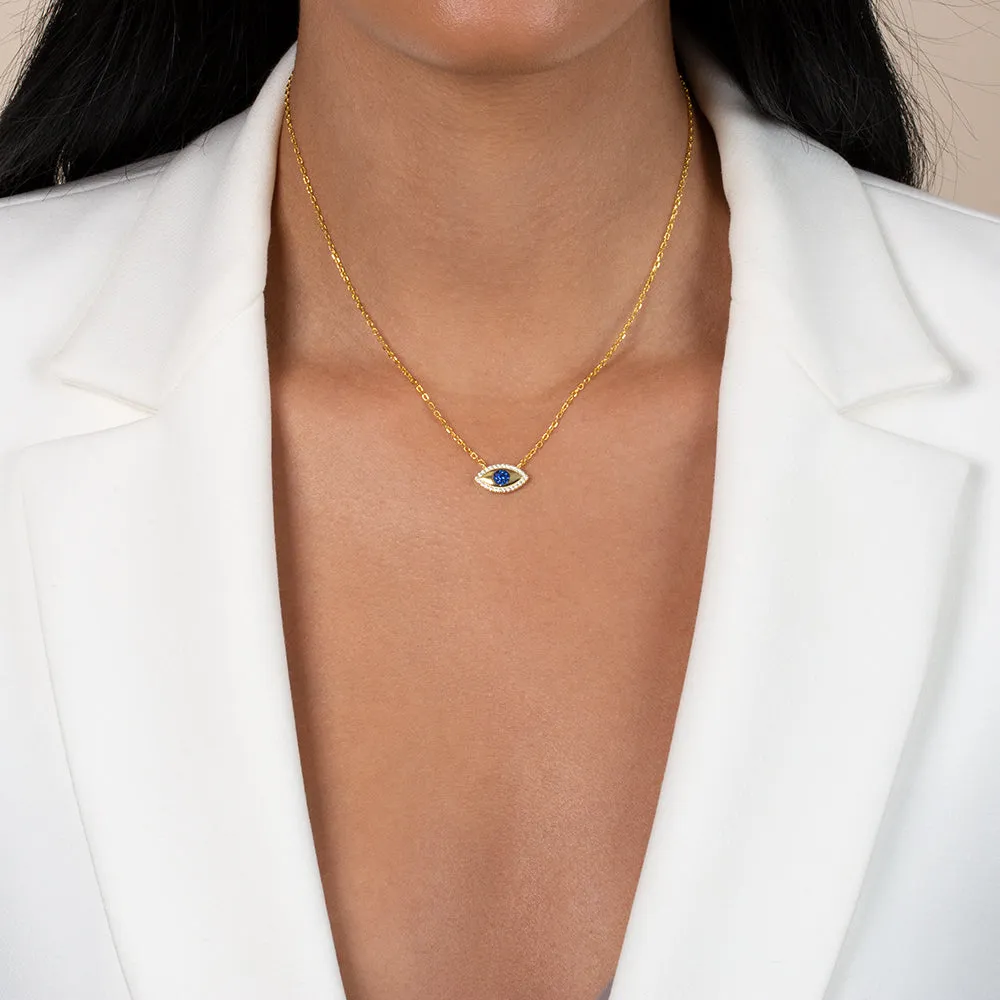 Colored Pavé Evil Eye Pendant Necklace