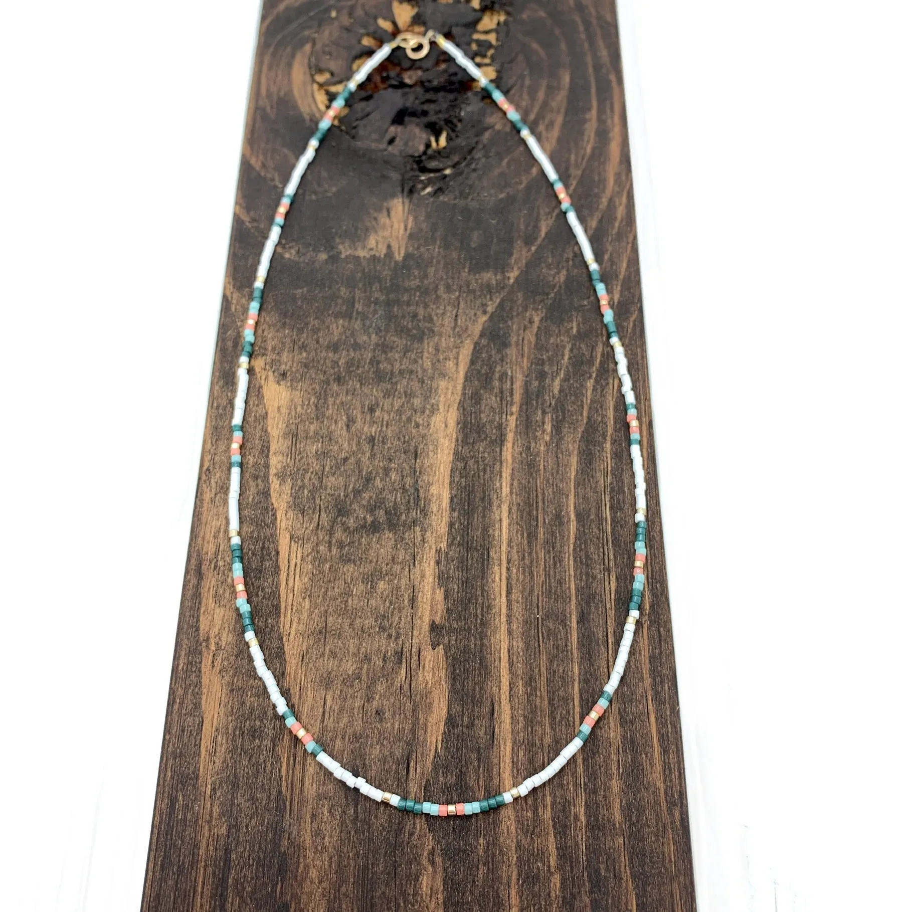 Coral Pine Delica Beaded Necklace