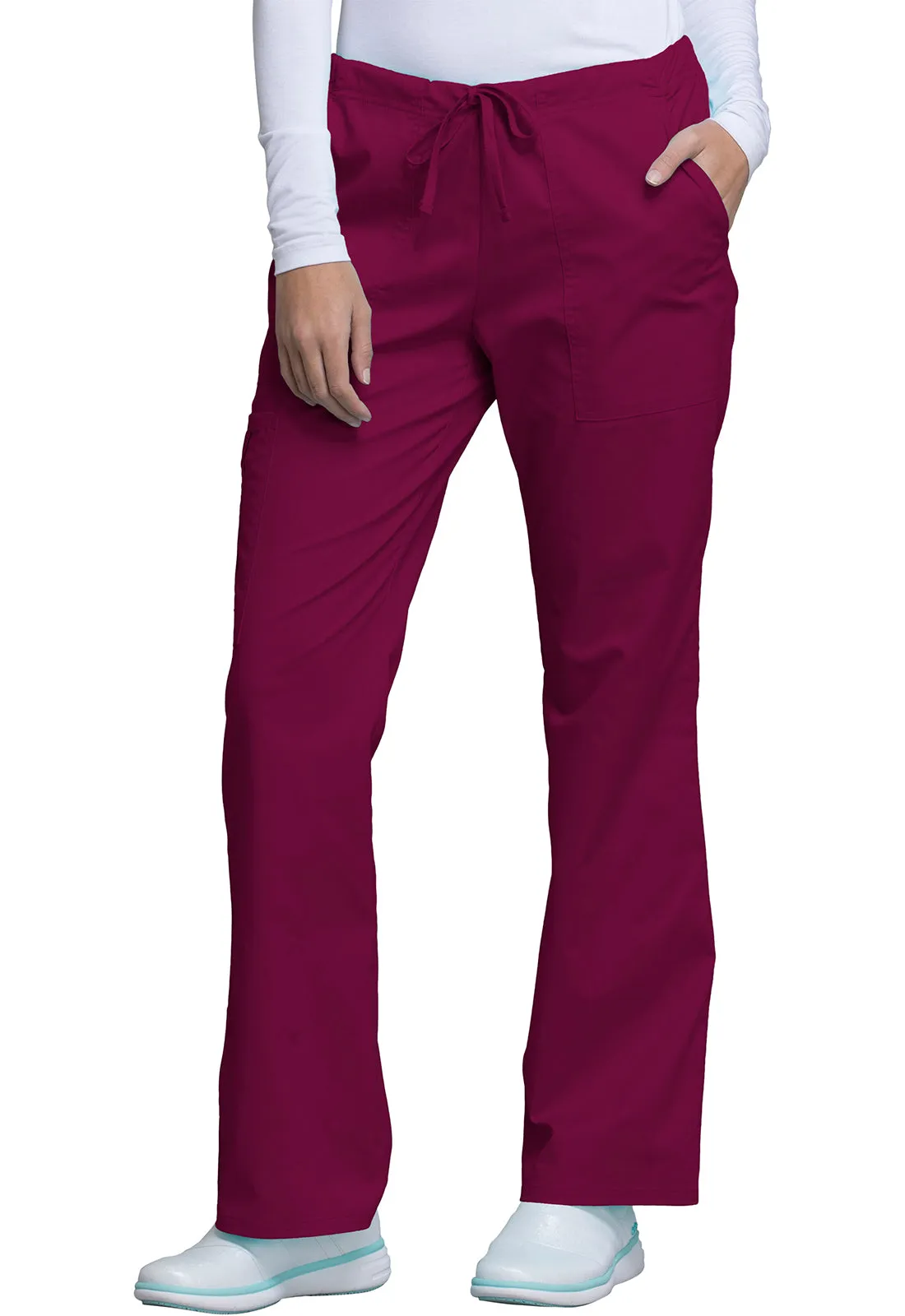 Core Stretch 4044 Mid Rise Drawstring Cargo Pants Wine