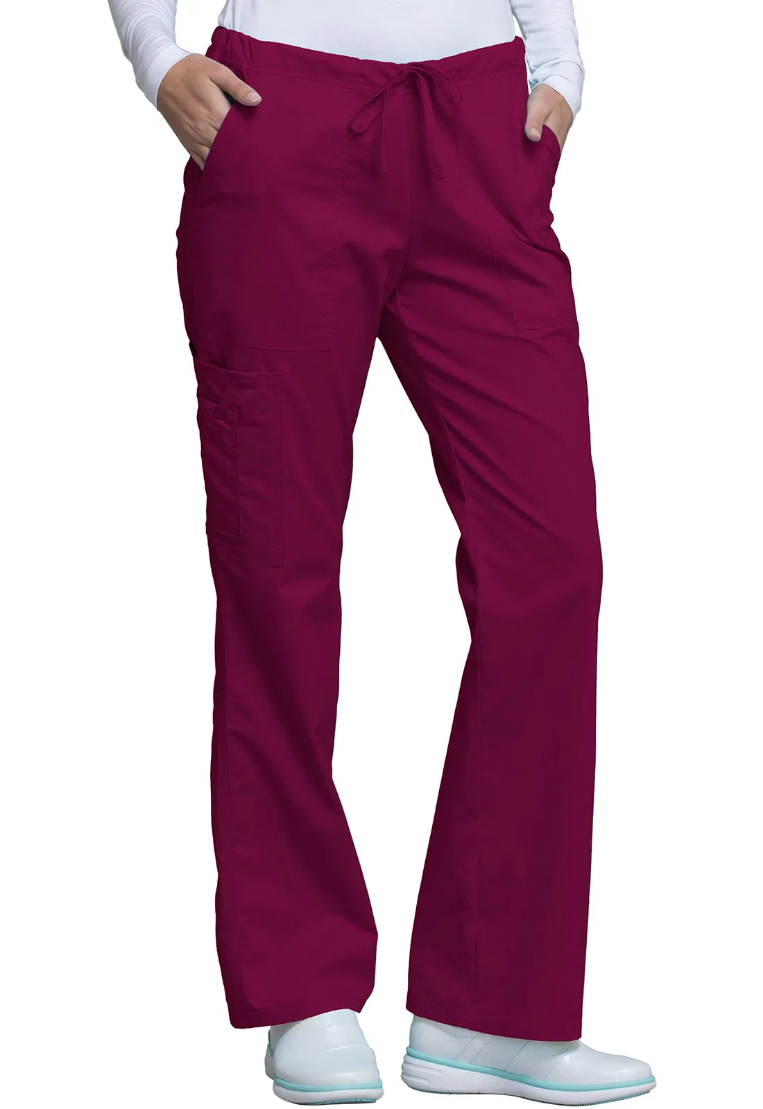 Core Stretch 4044 Mid Rise Drawstring Cargo Pants Wine