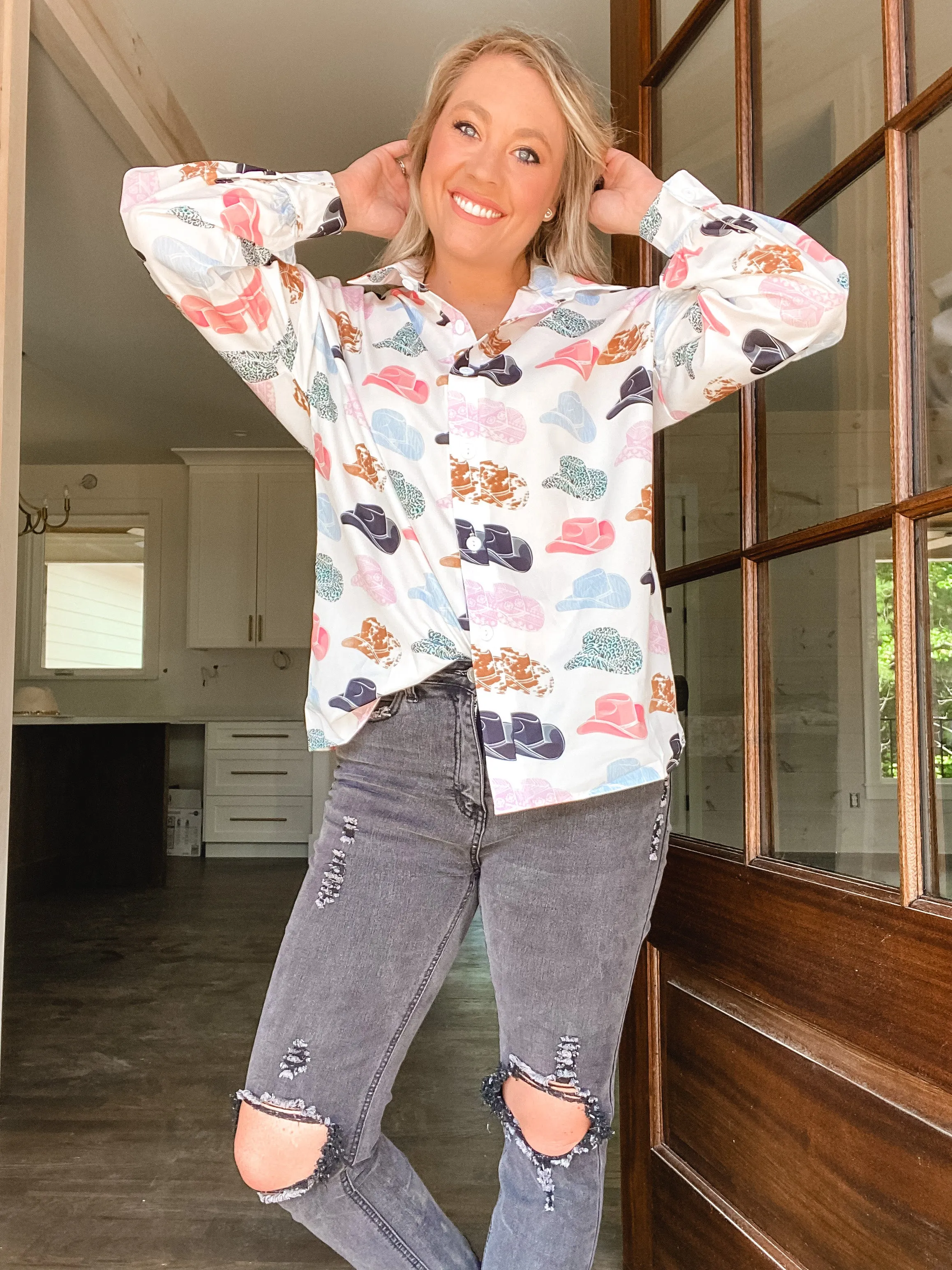 Cowgirl Hat Button Down