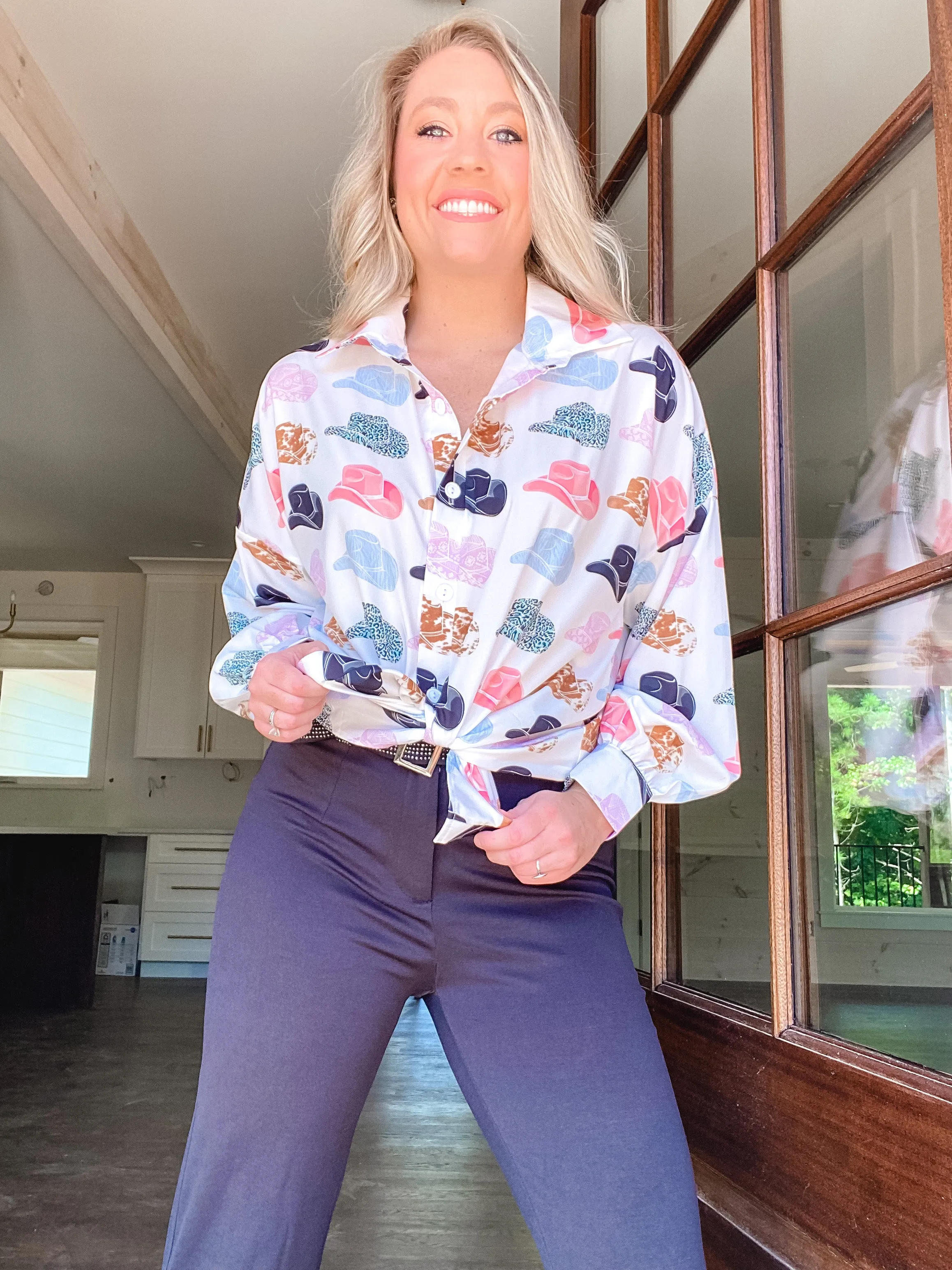 Cowgirl Hat Button Down