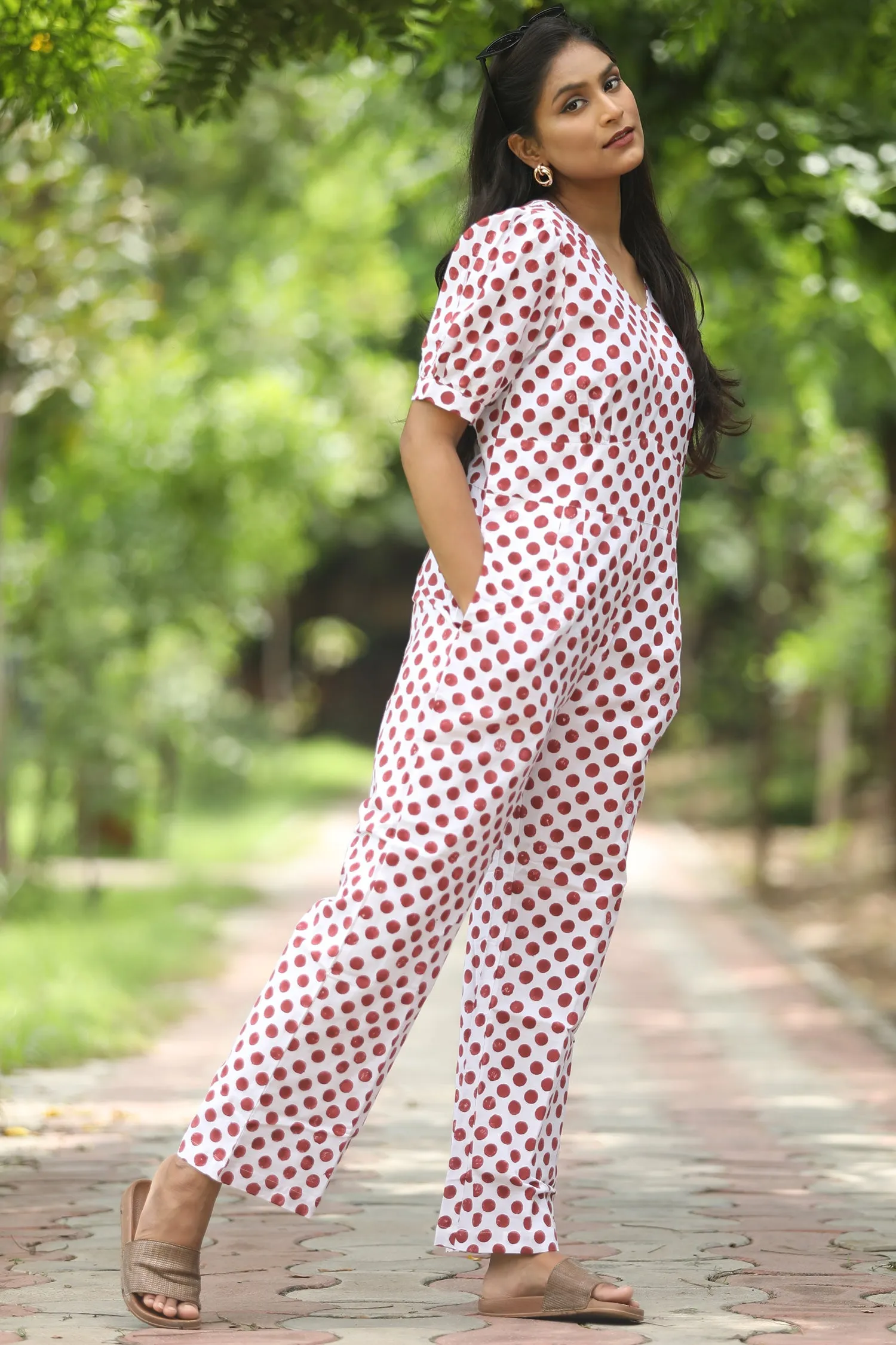 Cranberries Hand Block Printed Jumpsuit