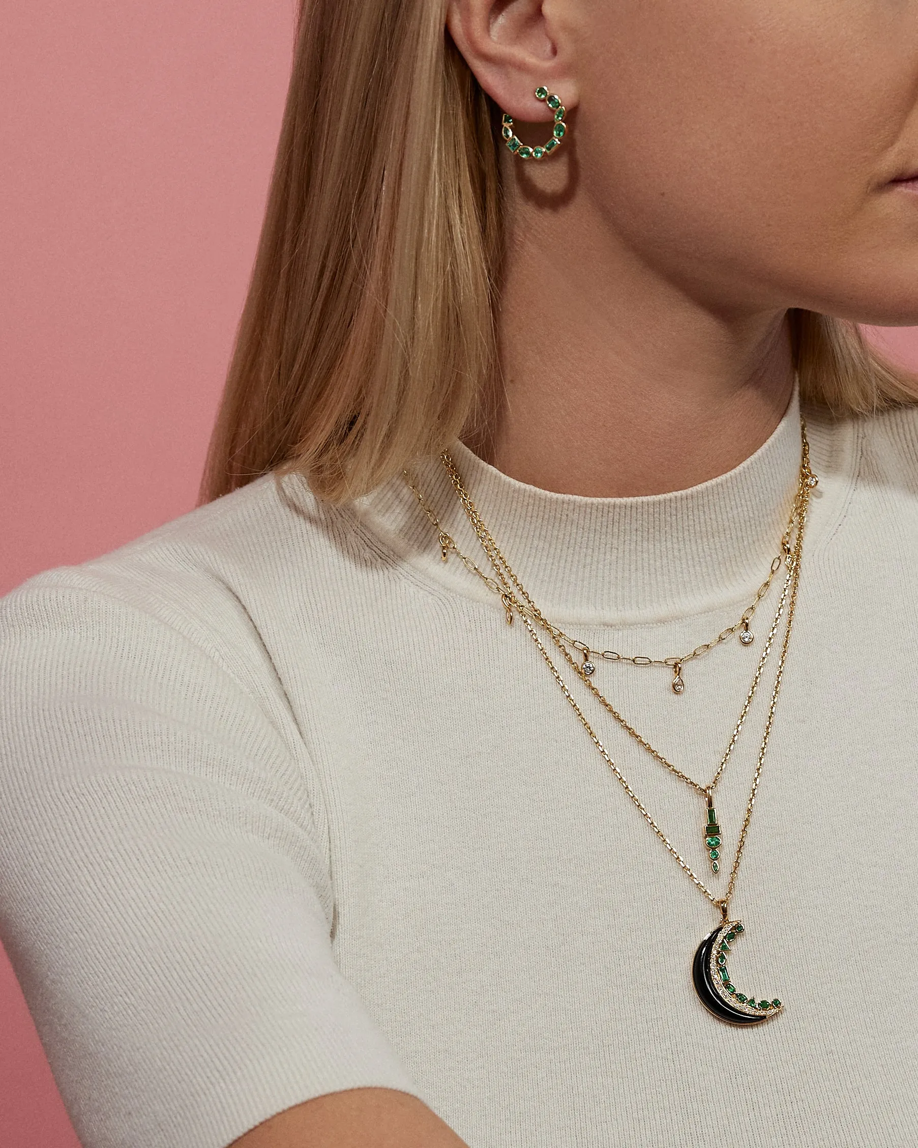 Crescent Moon Inlay Pendant