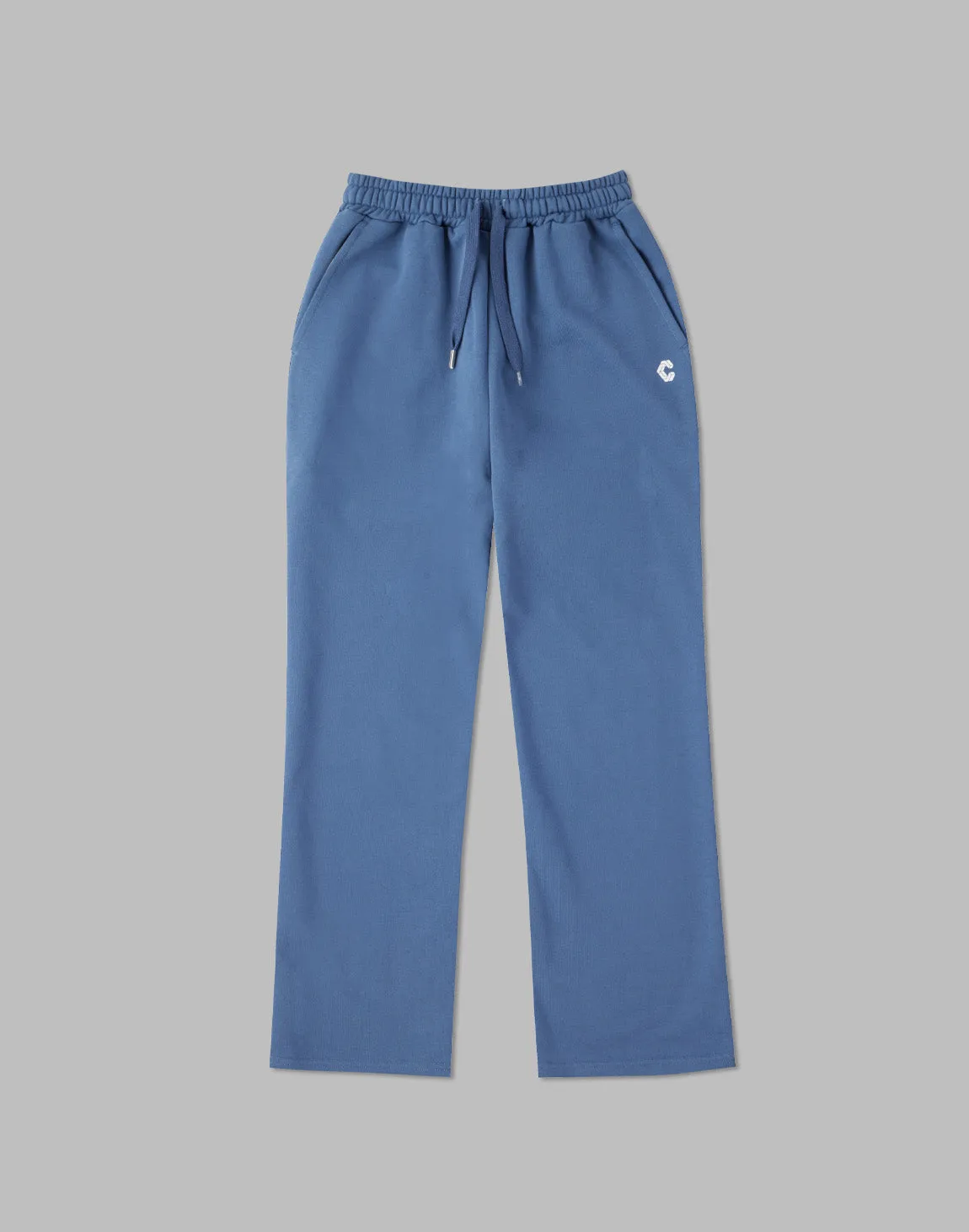 CRONOS WOMEN HIP LOGO FLARE PANTS【BLUE】