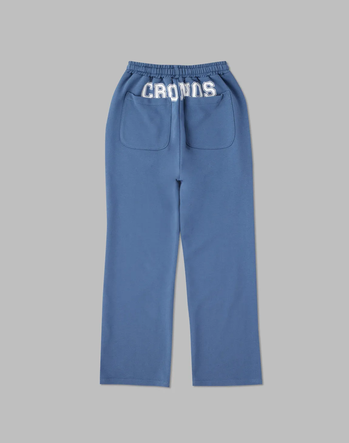 CRONOS WOMEN HIP LOGO FLARE PANTS【BLUE】