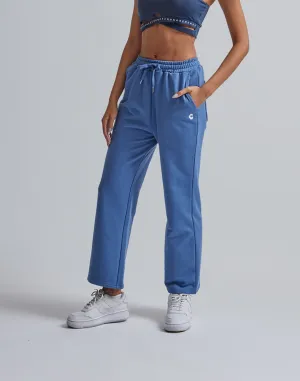 CRONOS WOMEN HIP LOGO FLARE PANTS【BLUE】