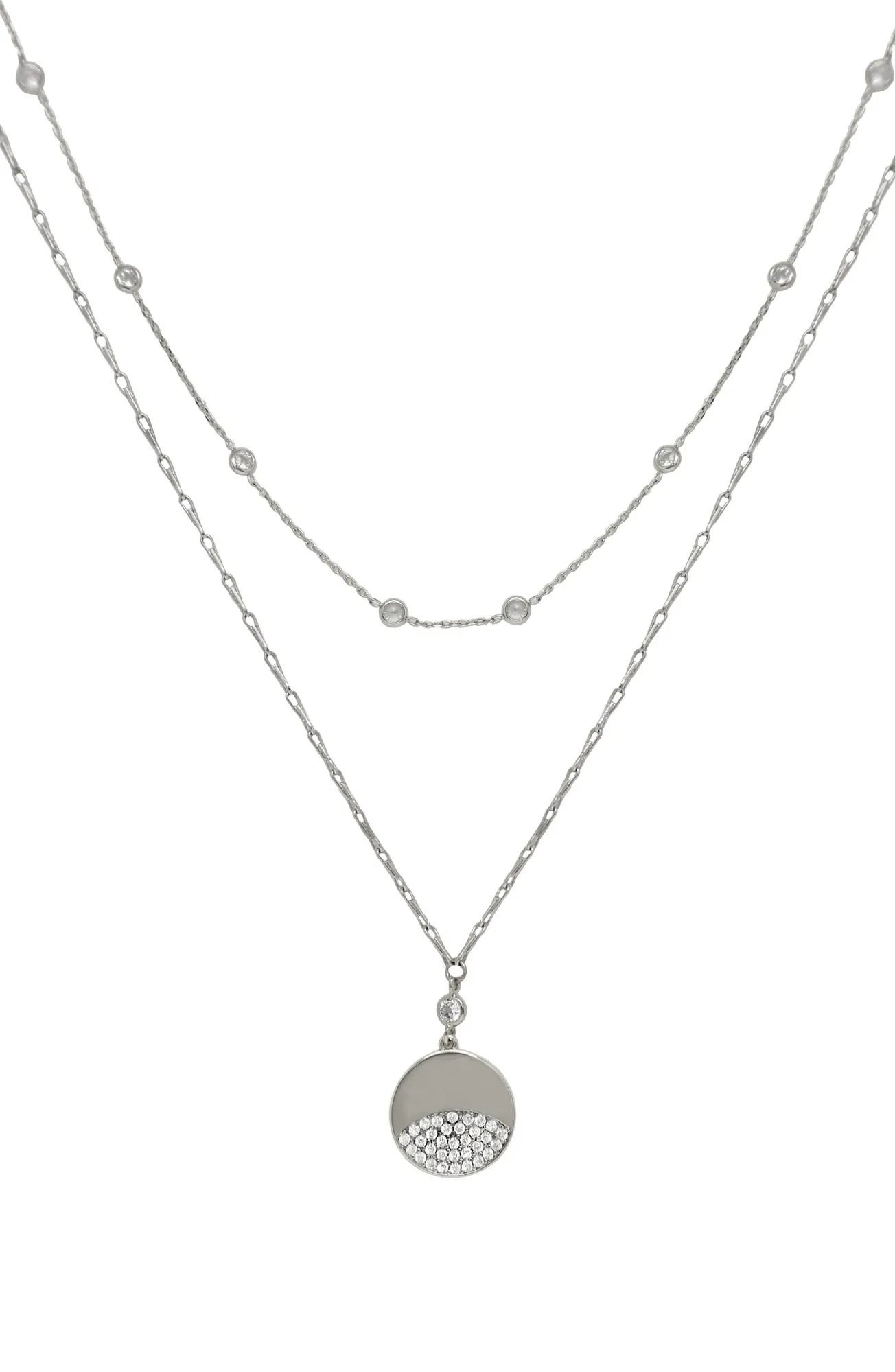 Crystal Dipped Layered Pendant Necklace Set