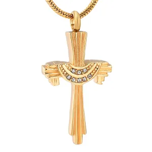 Crystal Drape Cremation Cross Necklace