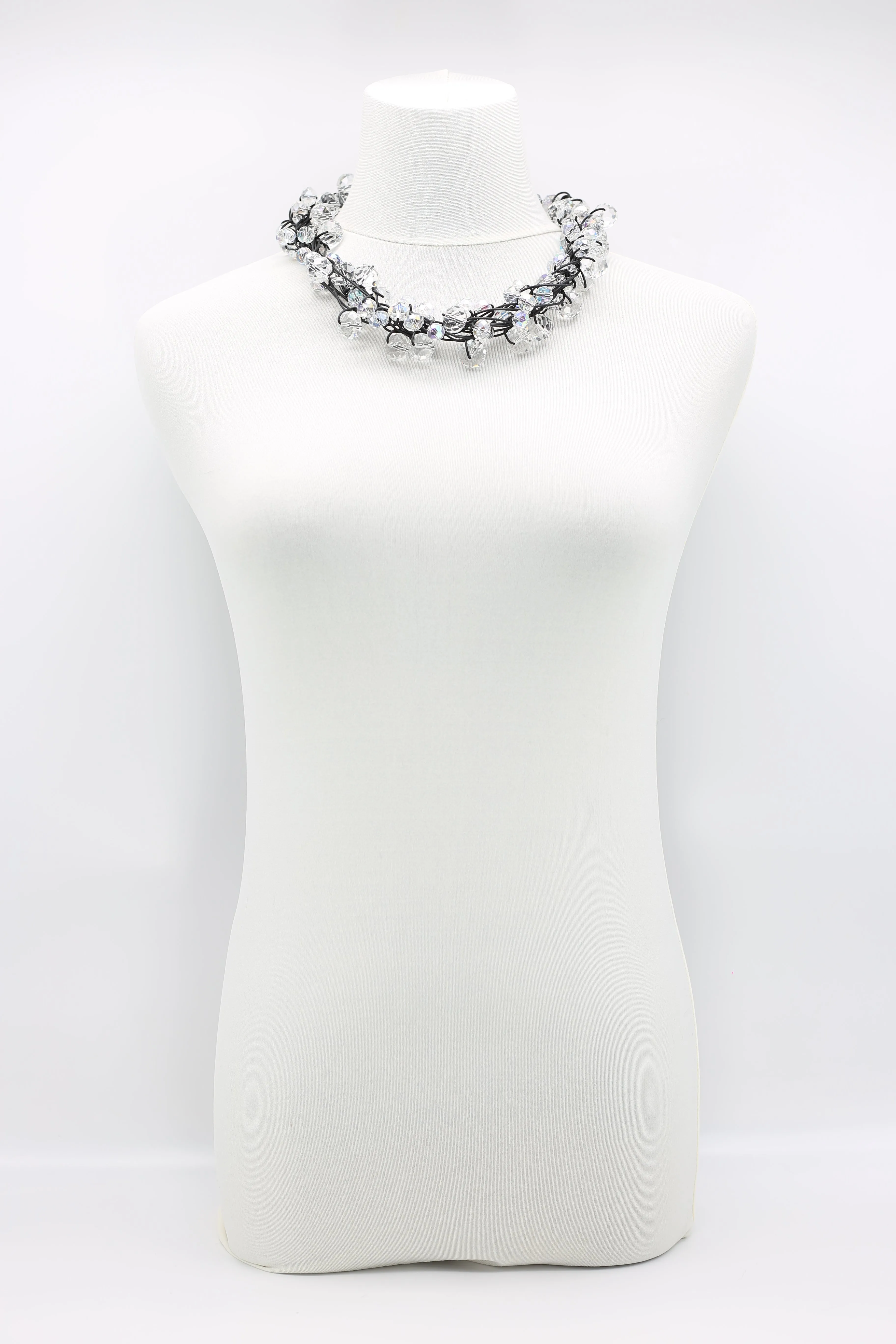 Crystal Faceted Beads on Fishing Wire Necklaces