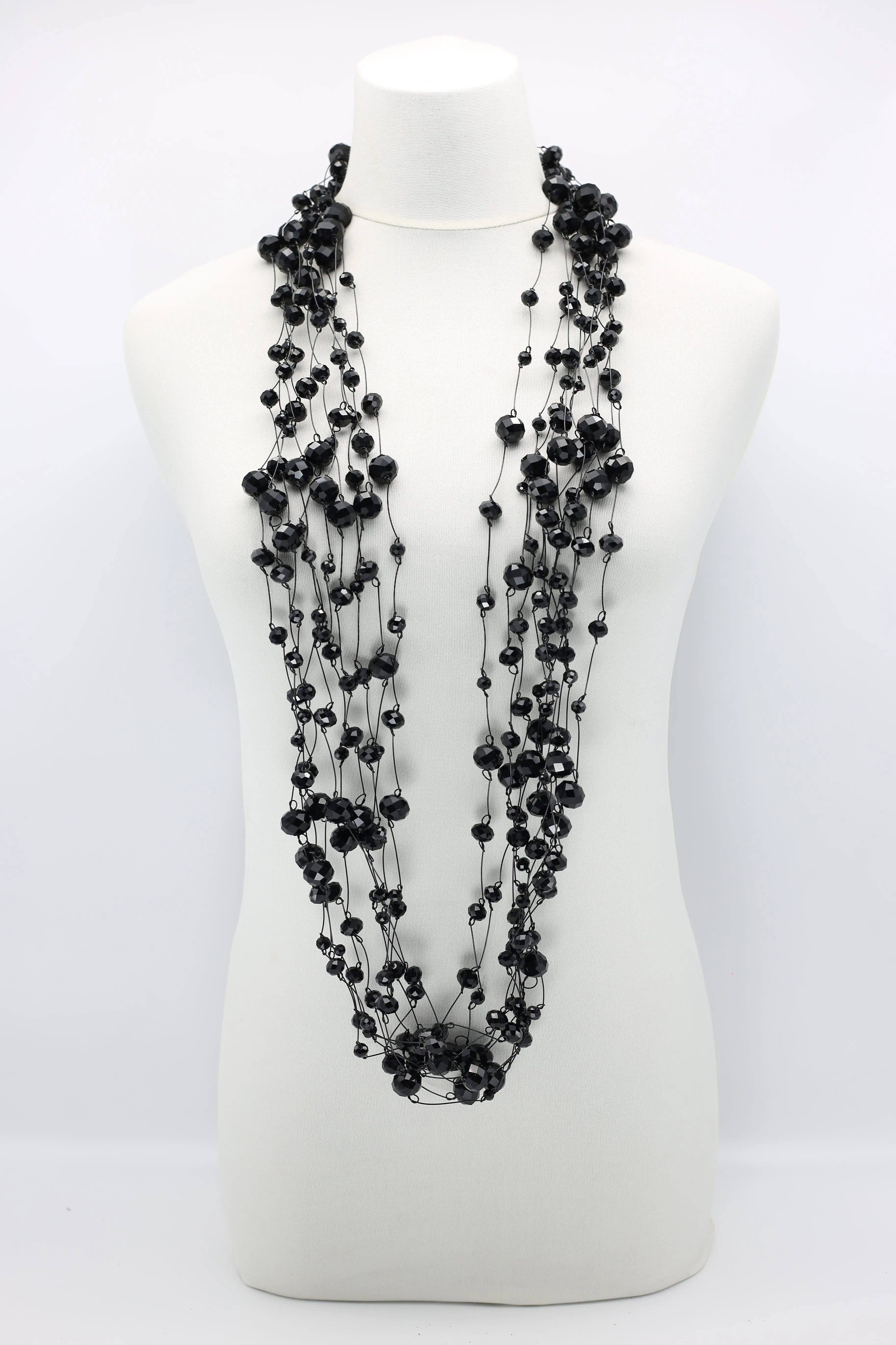 Crystal Faceted Beads on Fishing Wire Necklaces