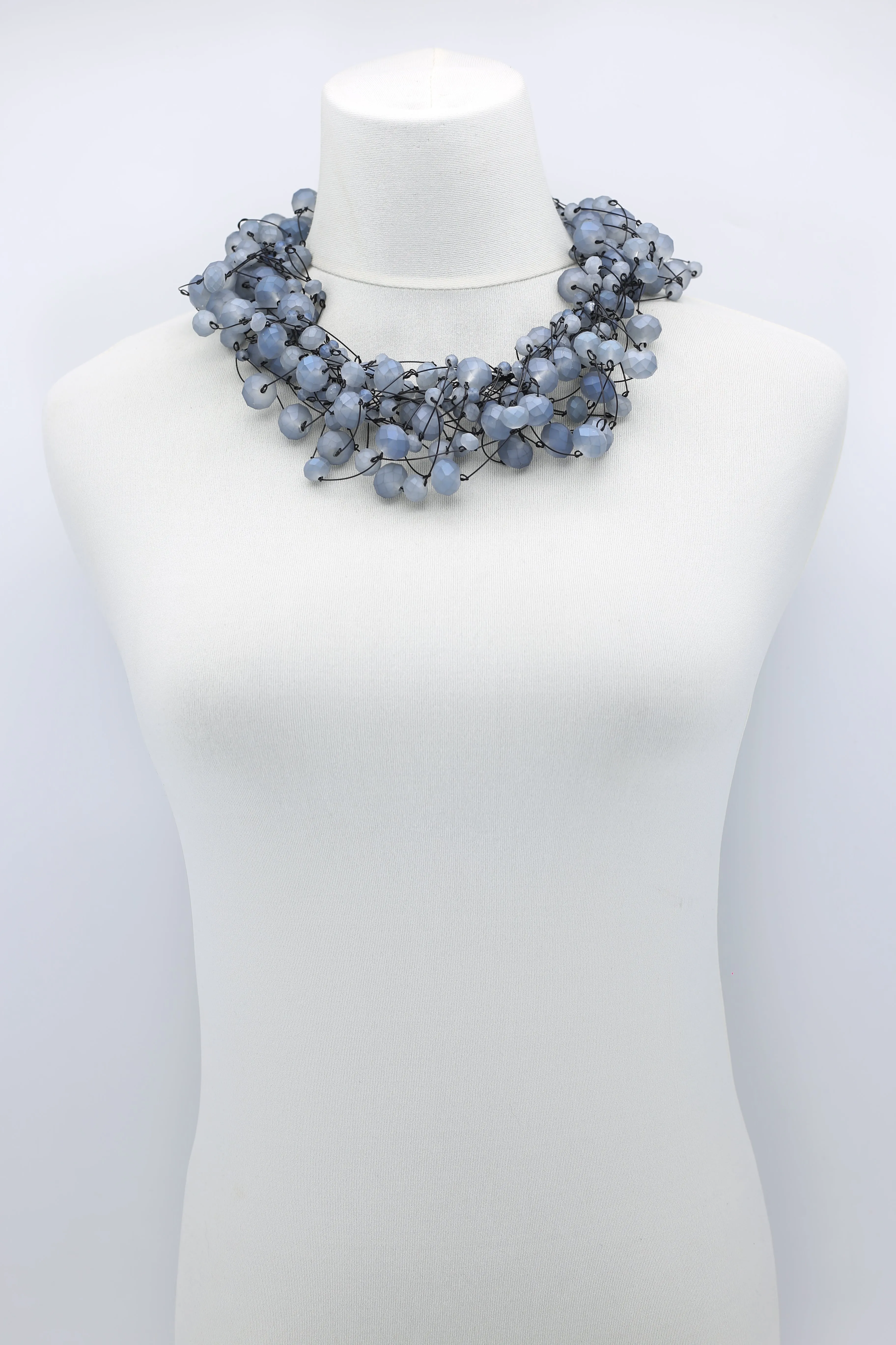 Crystal Faceted Beads on Fishing Wire Necklaces