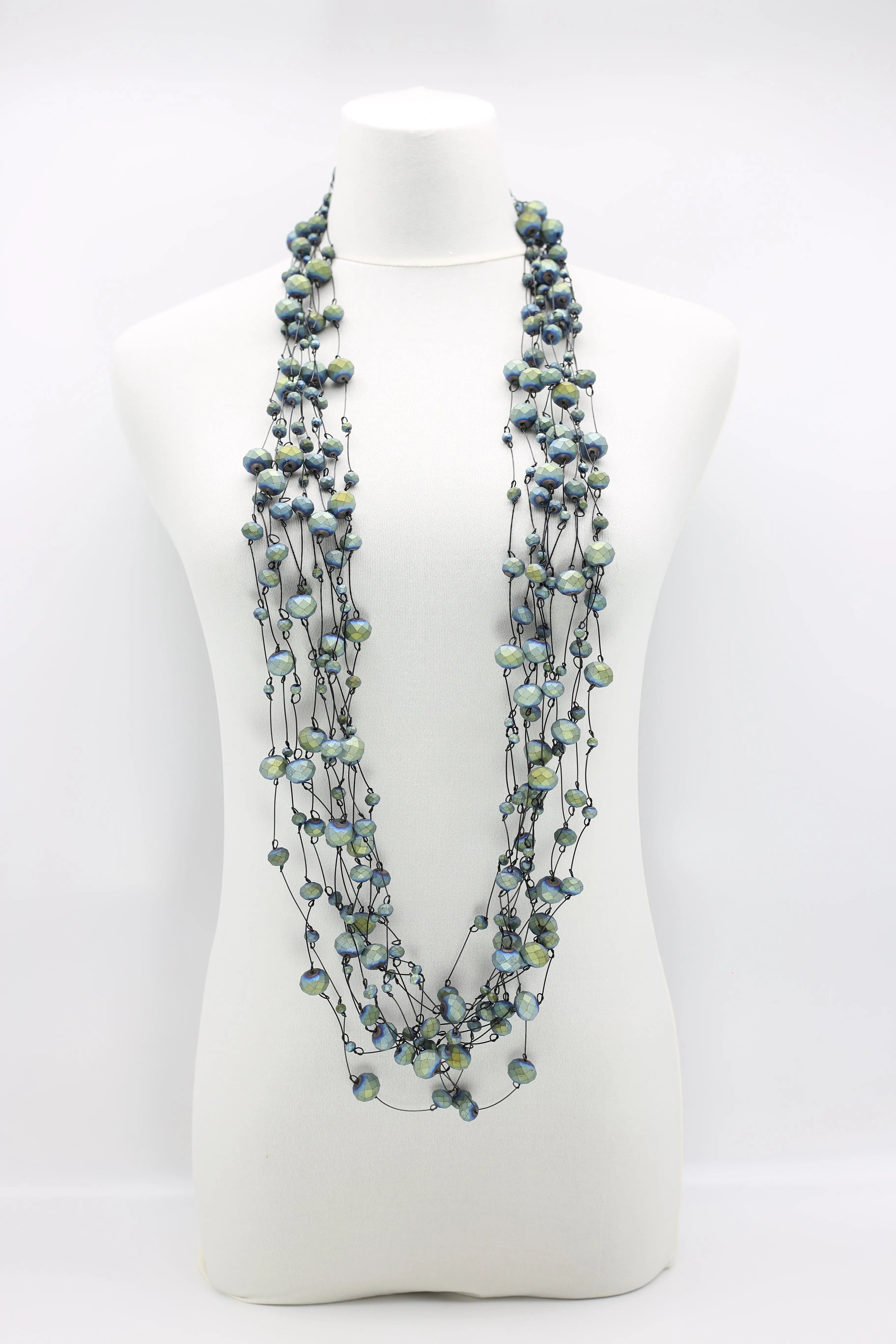 Crystal Faceted Beads on Fishing Wire Necklaces