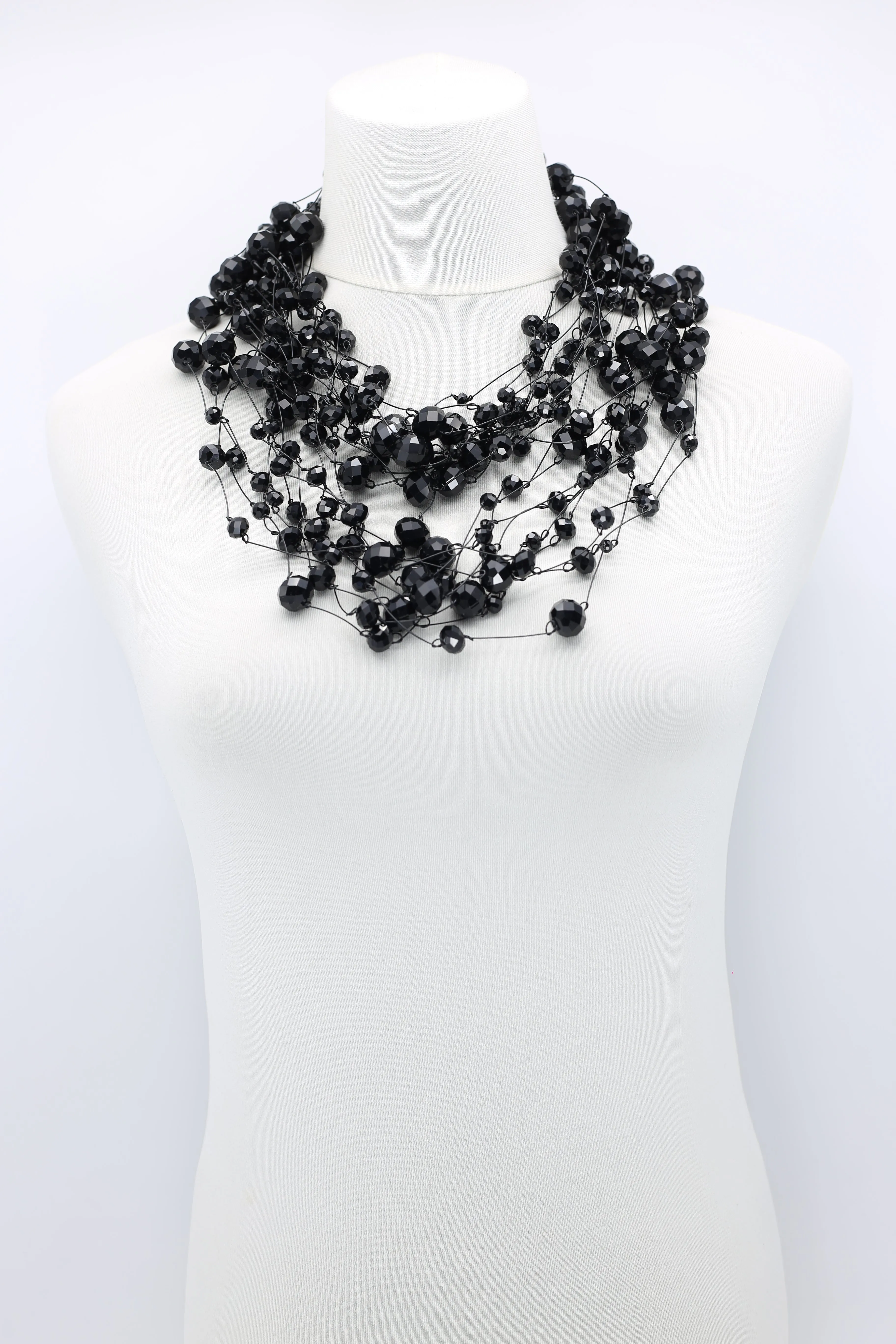 Crystal Faceted Beads on Fishing Wire Necklaces