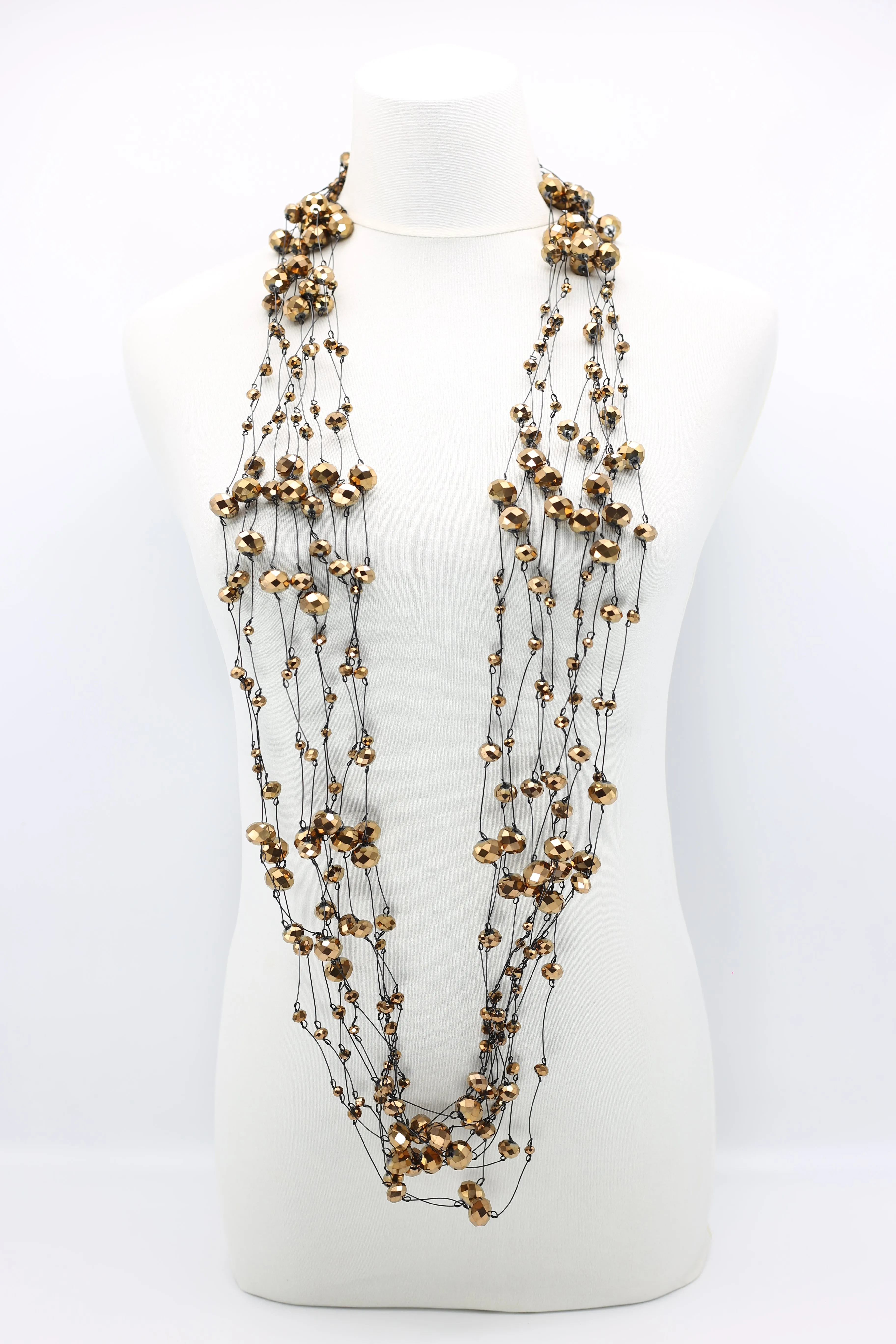 Crystal Faceted Beads on Fishing Wire Necklaces