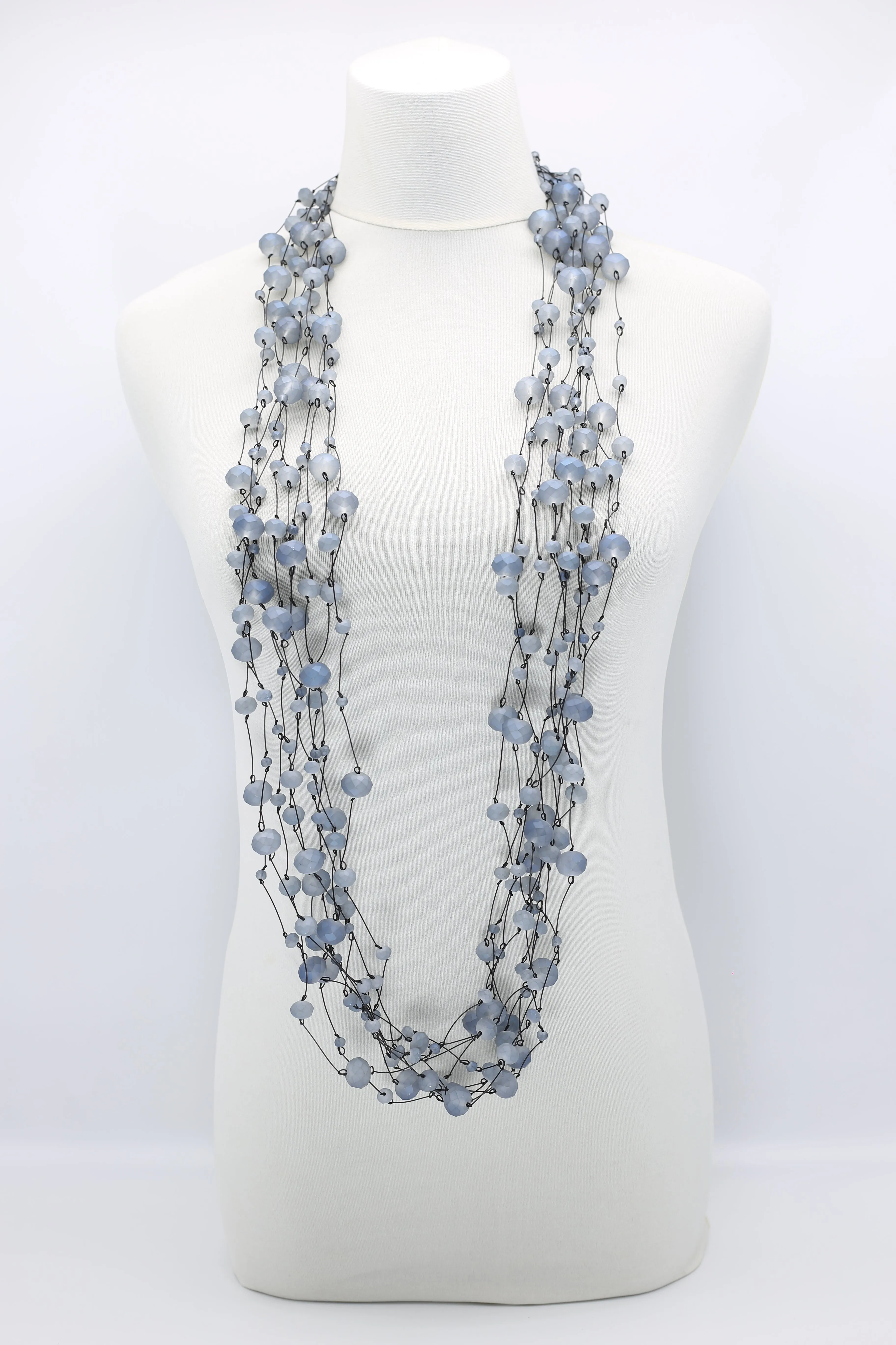 Crystal Faceted Beads on Fishing Wire Necklaces