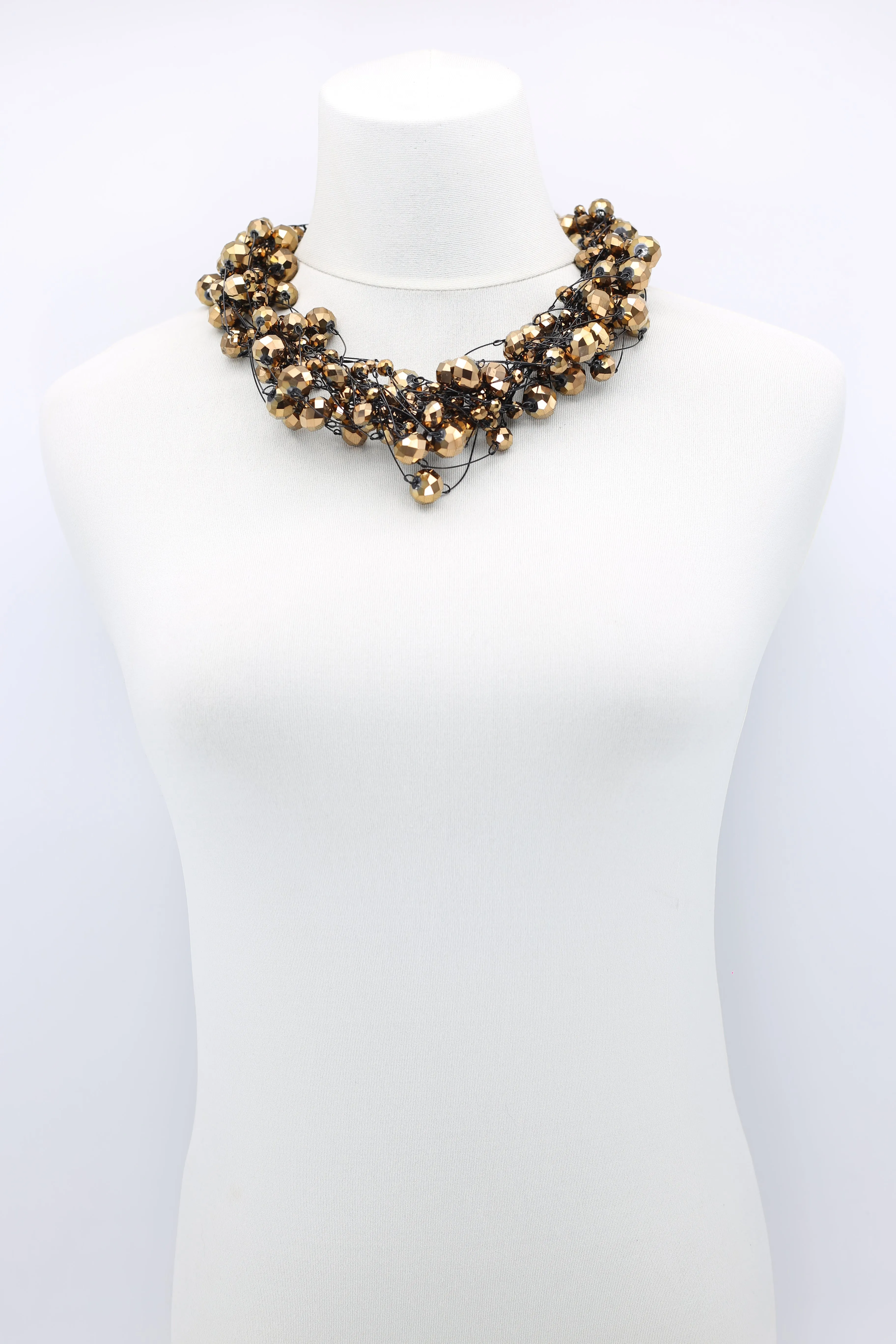 Crystal Faceted Beads on Fishing Wire Necklaces