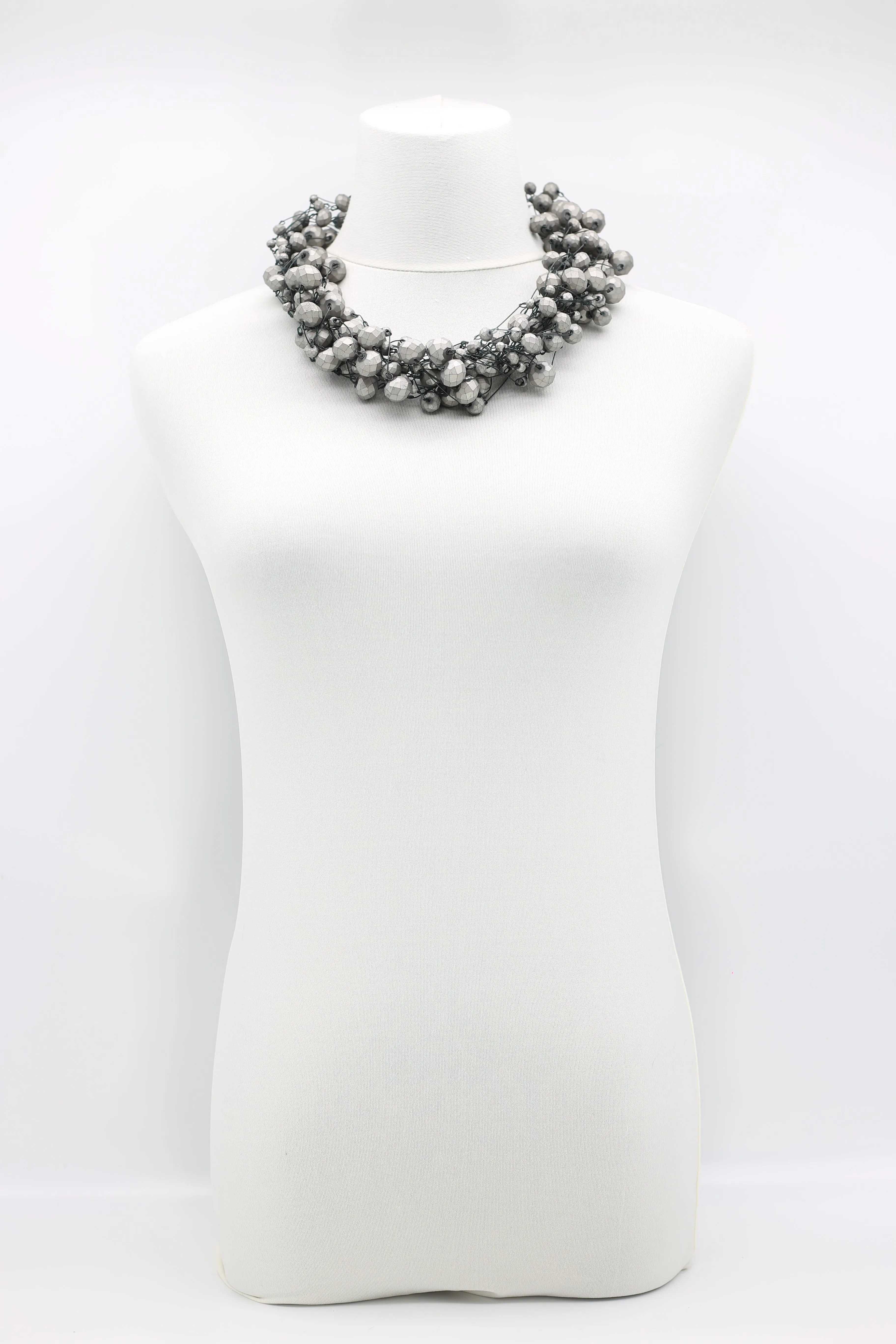 Crystal Faceted Beads on Fishing Wire Necklaces