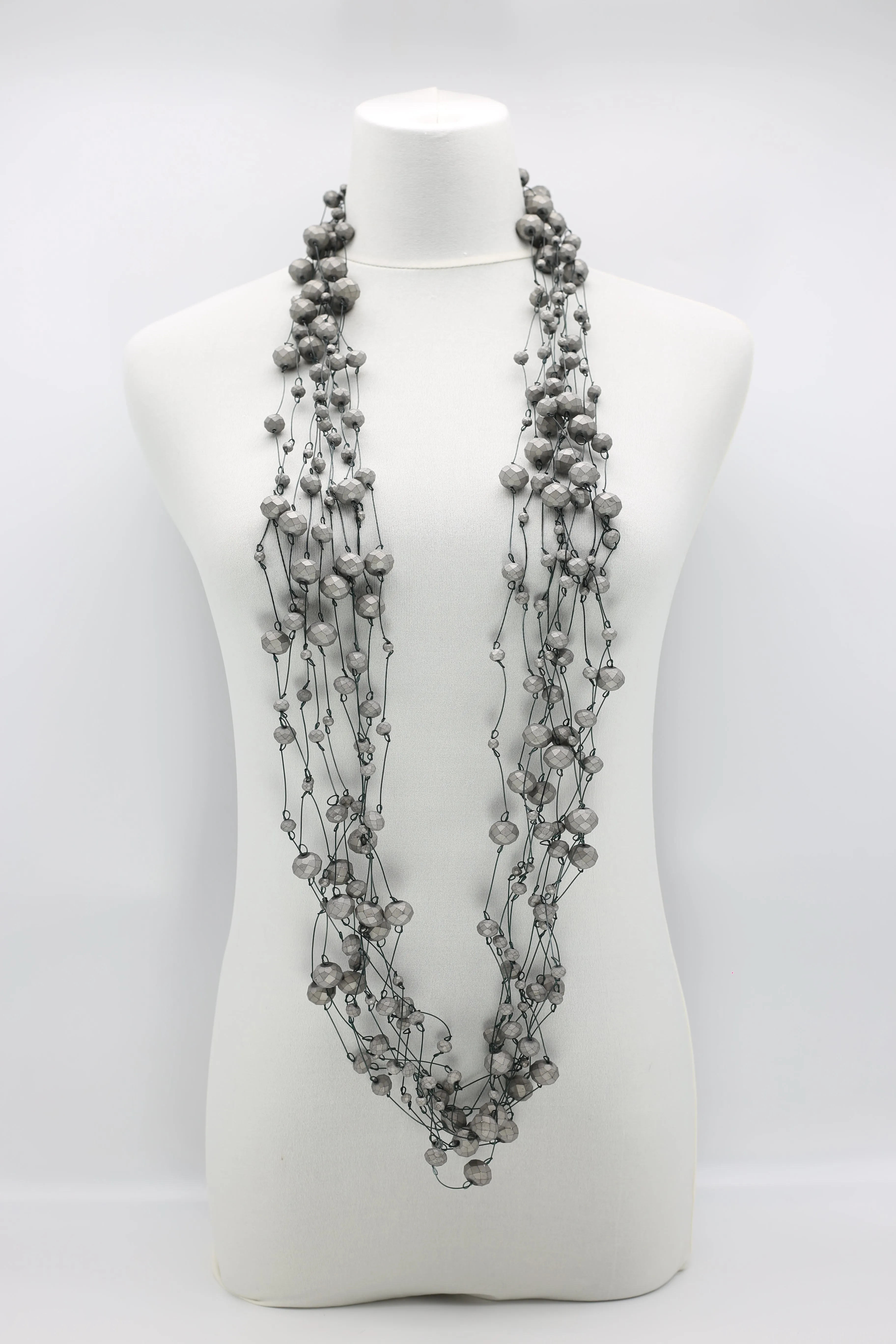 Crystal Faceted Beads on Fishing Wire Necklaces