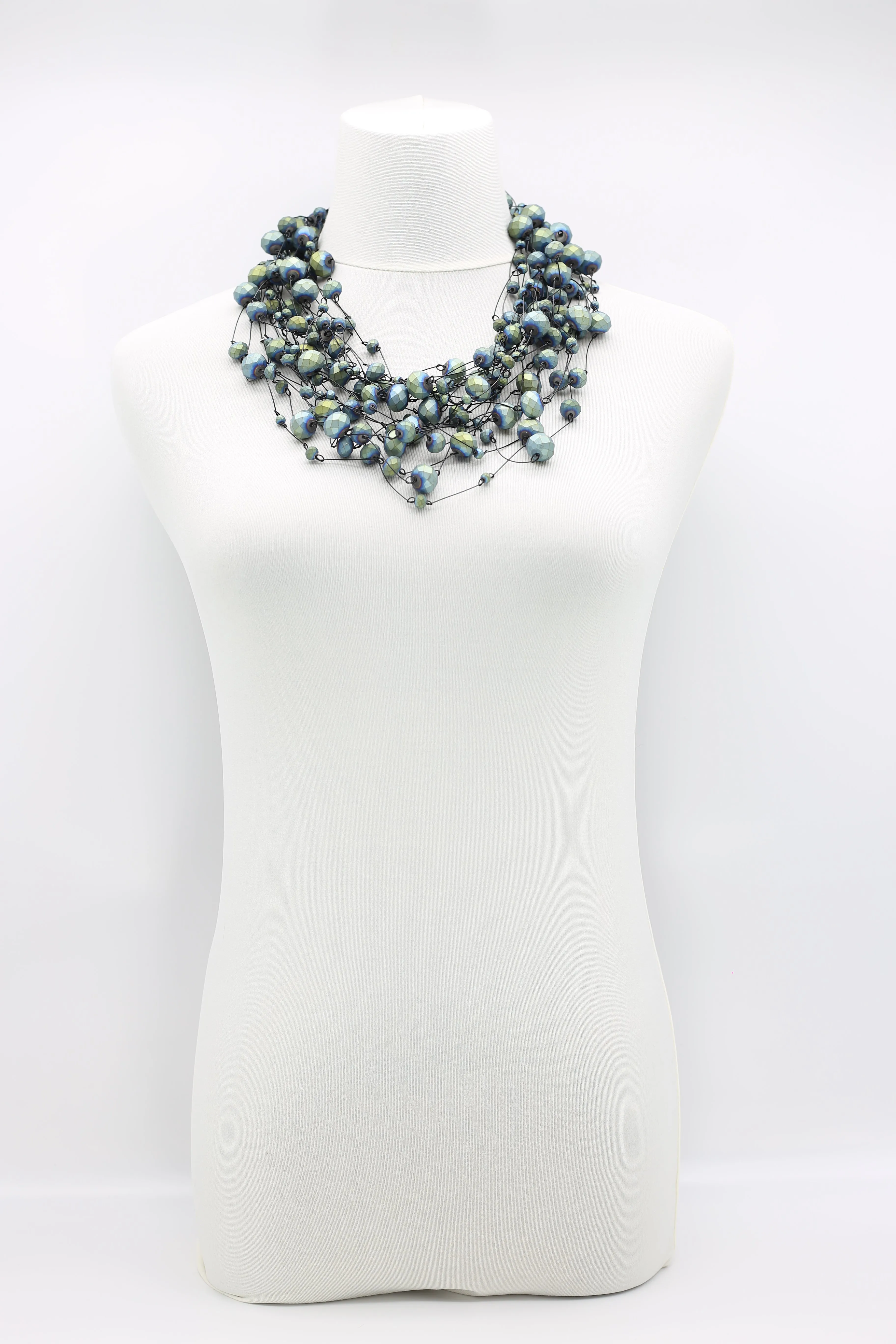 Crystal Faceted Beads on Fishing Wire Necklaces