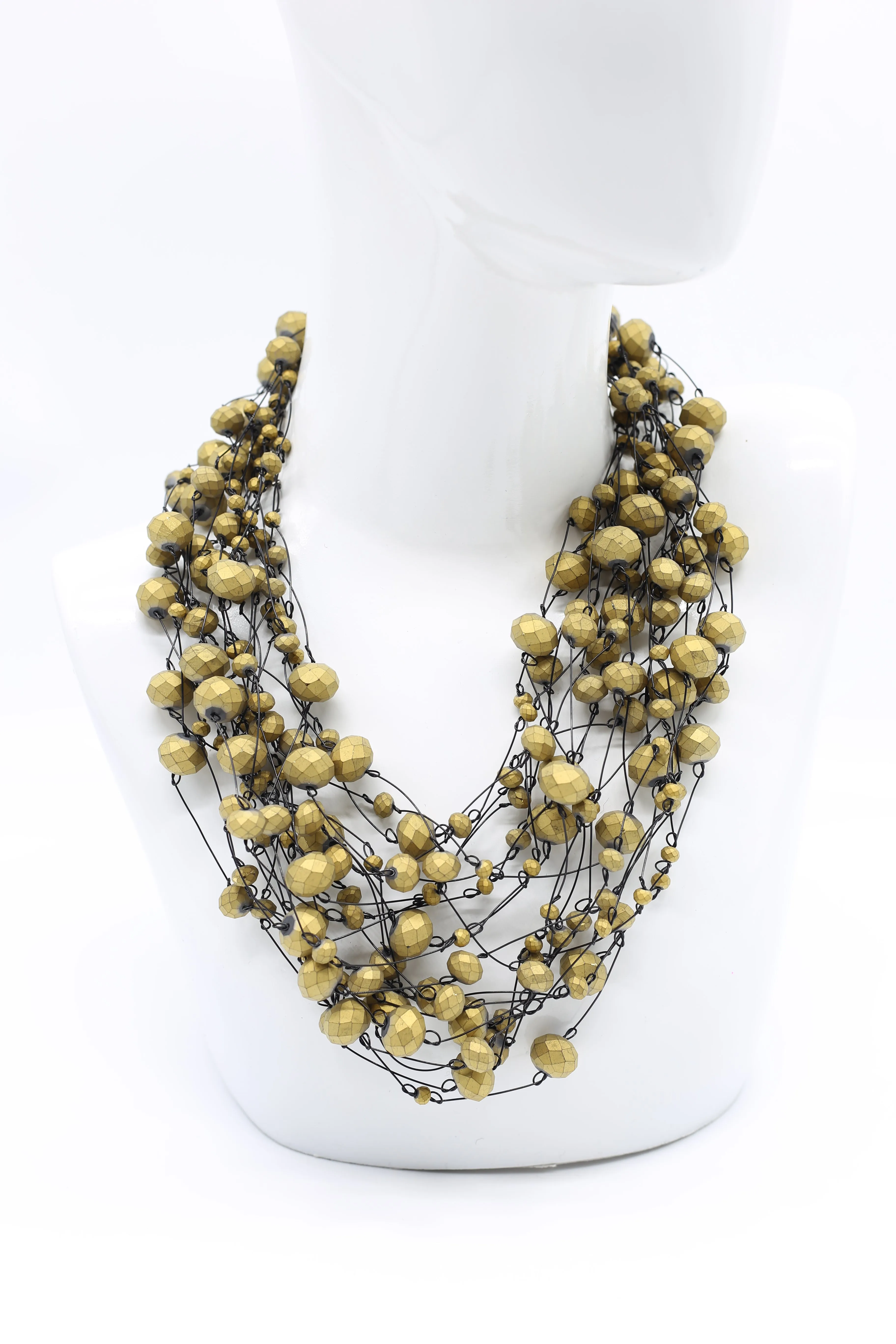 Crystal Faceted Beads on Fishing Wire Necklaces