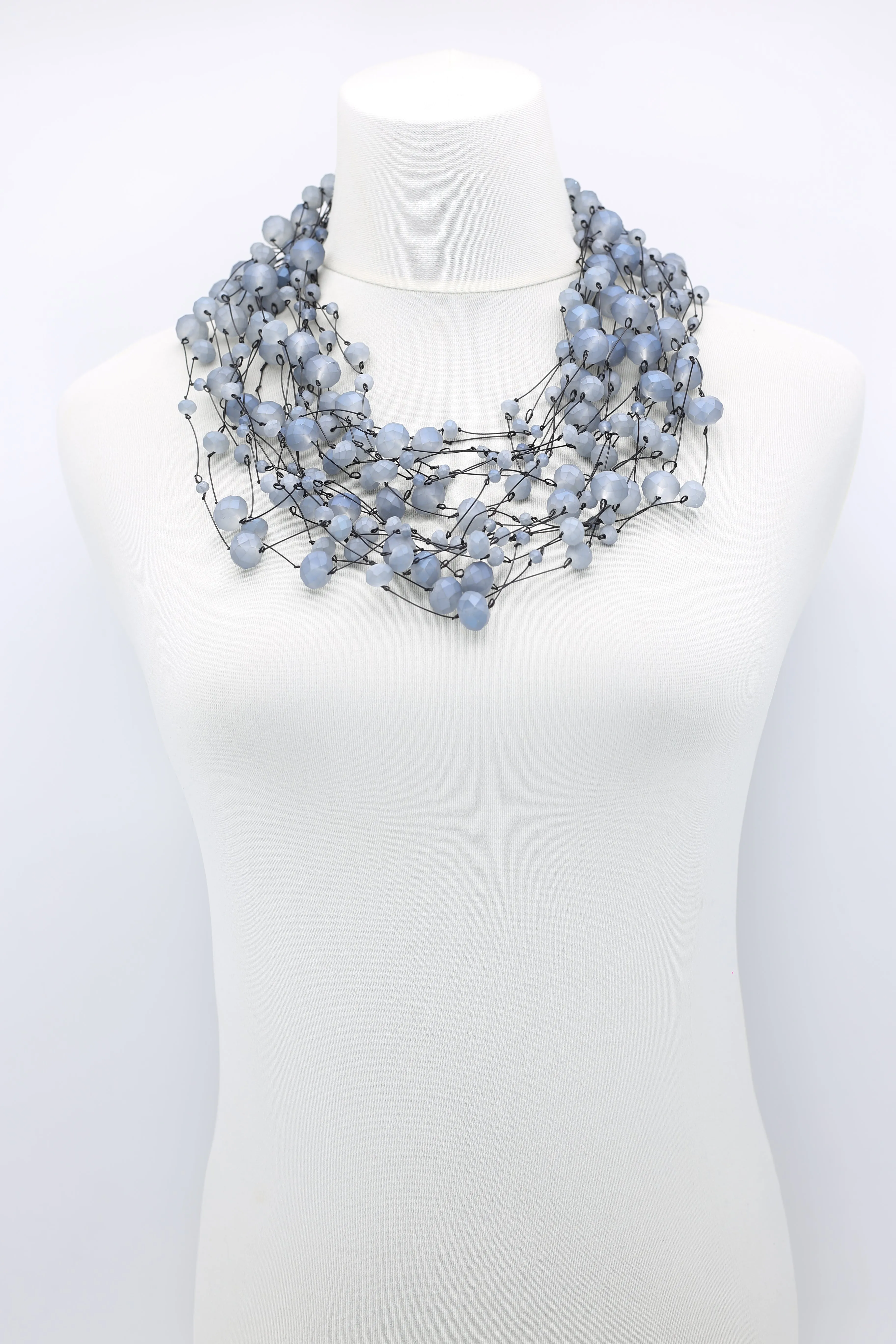 Crystal Faceted Beads on Fishing Wire Necklaces