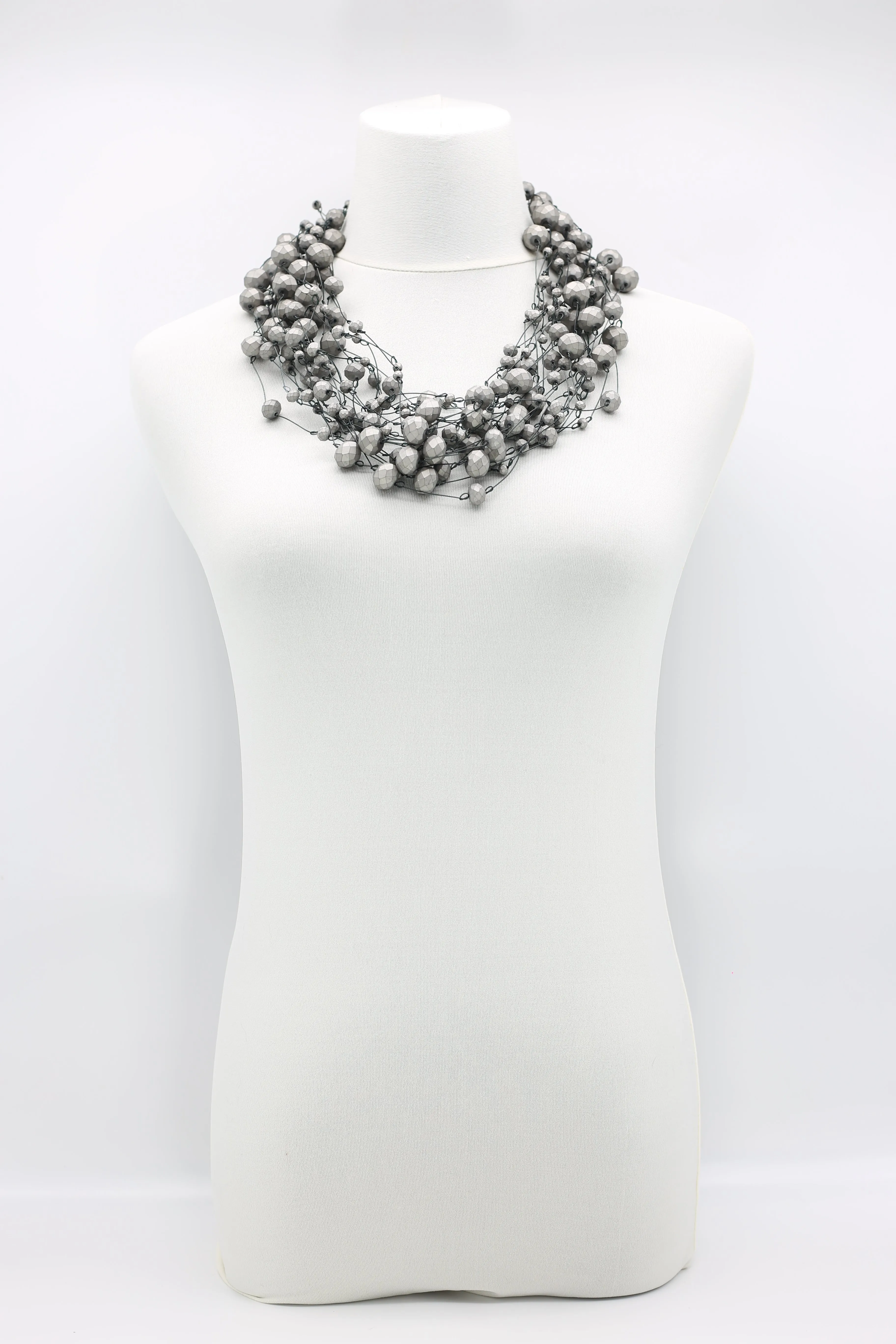 Crystal Faceted Beads on Fishing Wire Necklaces