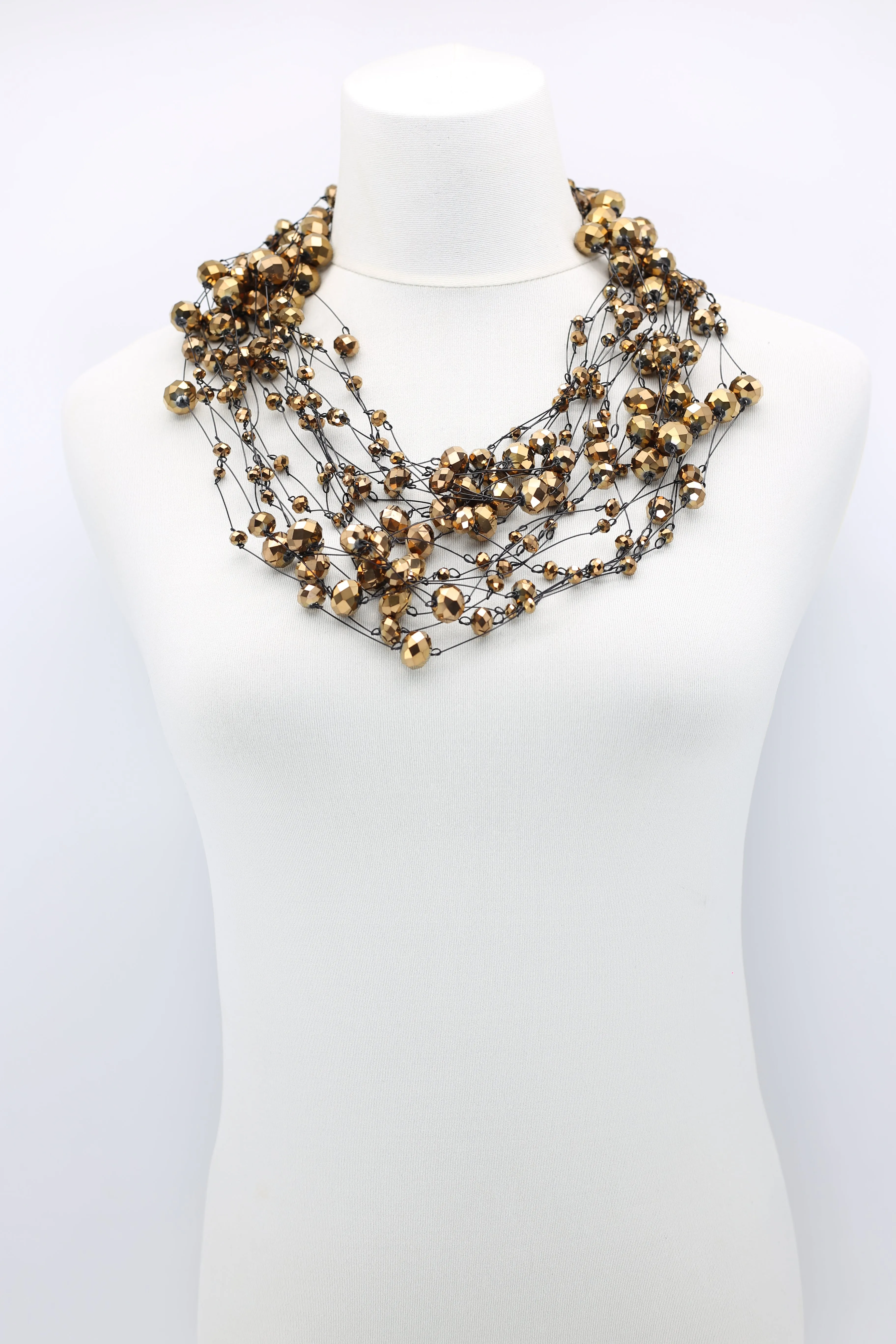 Crystal Faceted Beads on Fishing Wire Necklaces