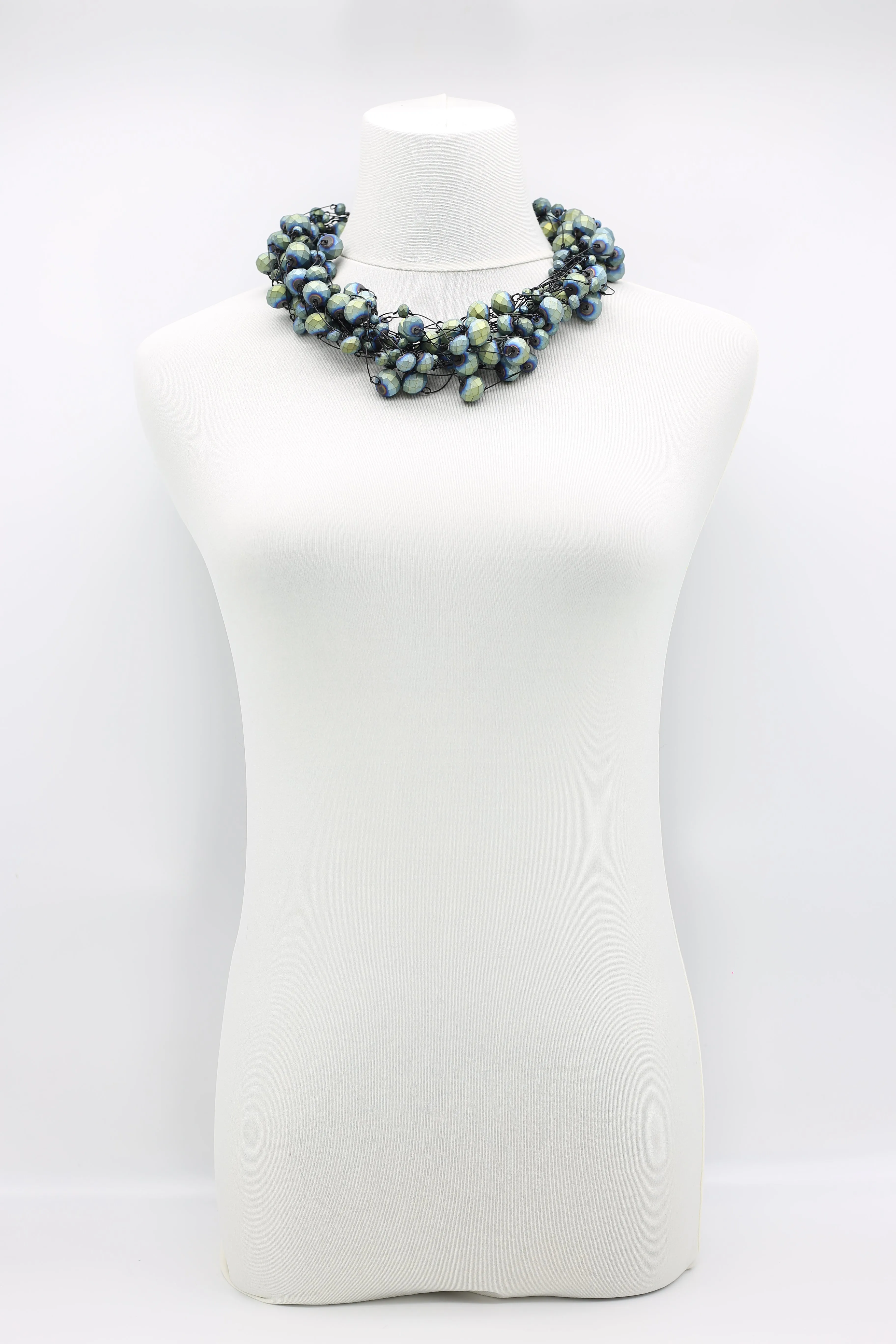 Crystal Faceted Beads on Fishing Wire Necklaces