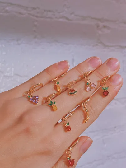 CRYSTAL Fruit Huggie Hoop Earrings