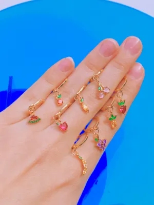 CRYSTAL Fruit Huggie Hoop Earrings