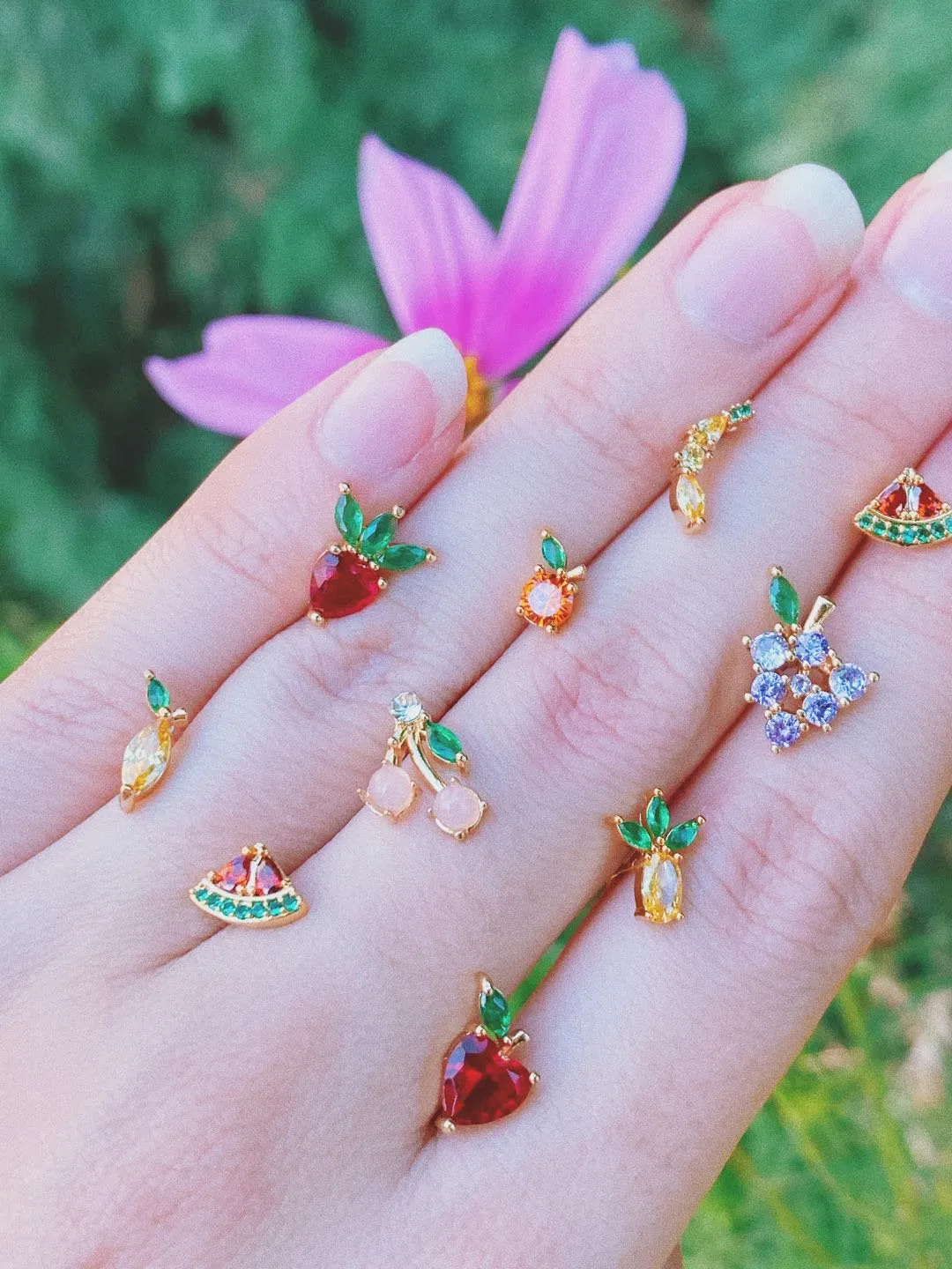 CRYSTAL FRUIT Stud Earrings