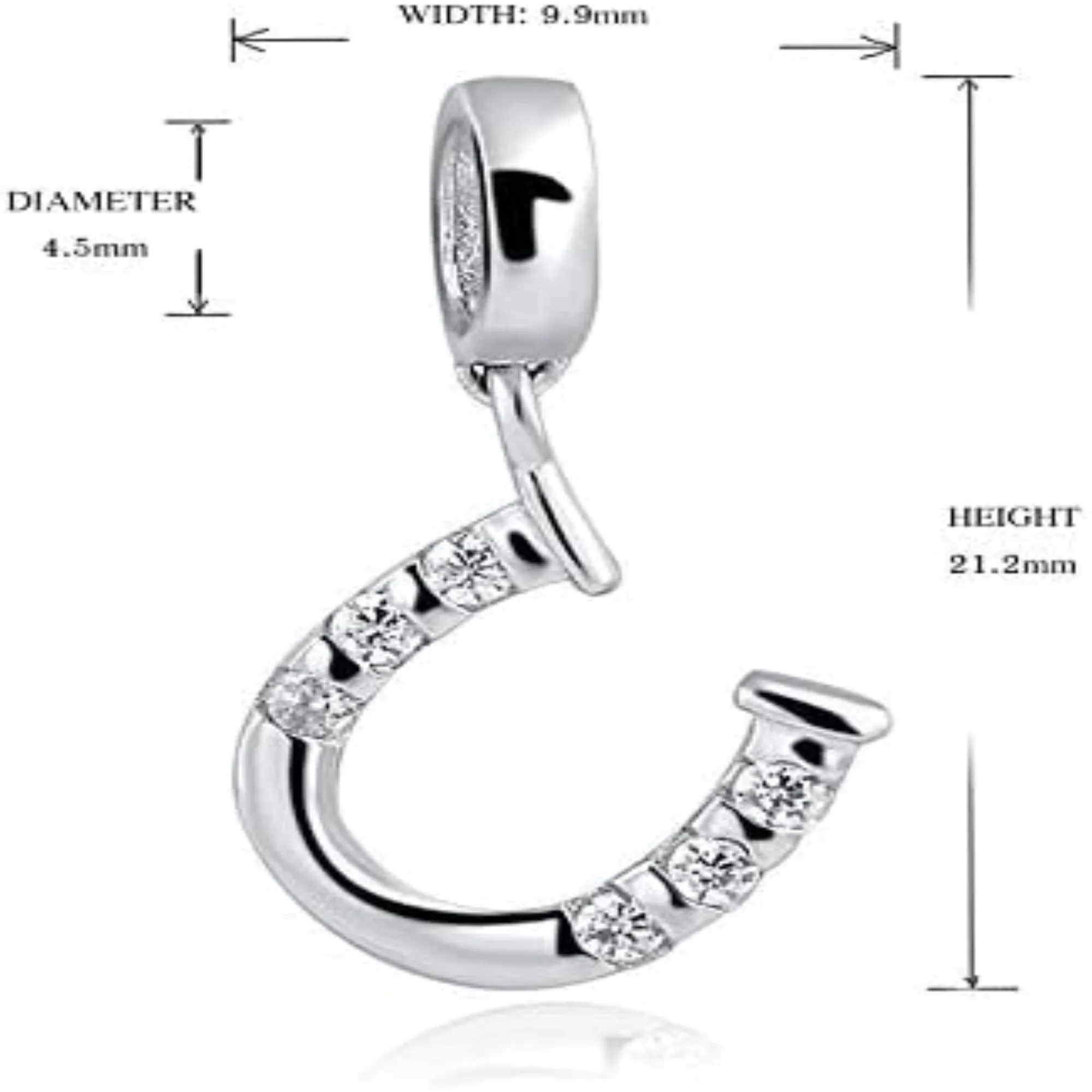 Crystal Horseshoe Dangle Pendant Charm