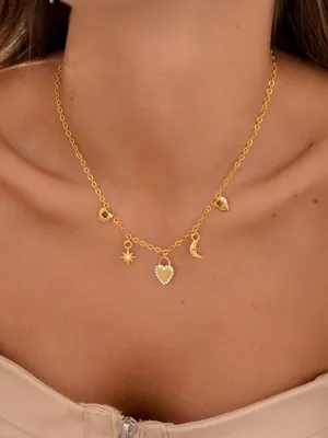 Crystal Multicharms Necklace   Earrings