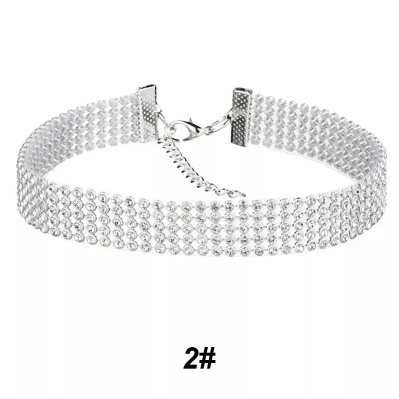 Crystal Rhinestone Choker Necklace Women Wedding Accessories Silver Color Chain Gothic Vintage Chokers Jewelry Collier Femme