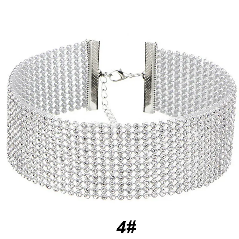 Crystal Rhinestone Choker Necklace Women Wedding Accessories Silver Color Chain Gothic Vintage Chokers Jewelry Collier Femme