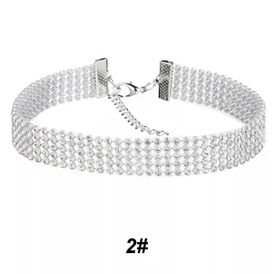 Crystal Rhinestone Choker Necklace Women Wedding Accessories Silver Color Chain Gothic Vintage Chokers Jewelry Collier Femme