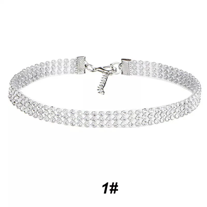 Crystal Rhinestone Choker Necklace Women Wedding Accessories Silver Color Chain Gothic Vintage Chokers Jewelry Collier Femme