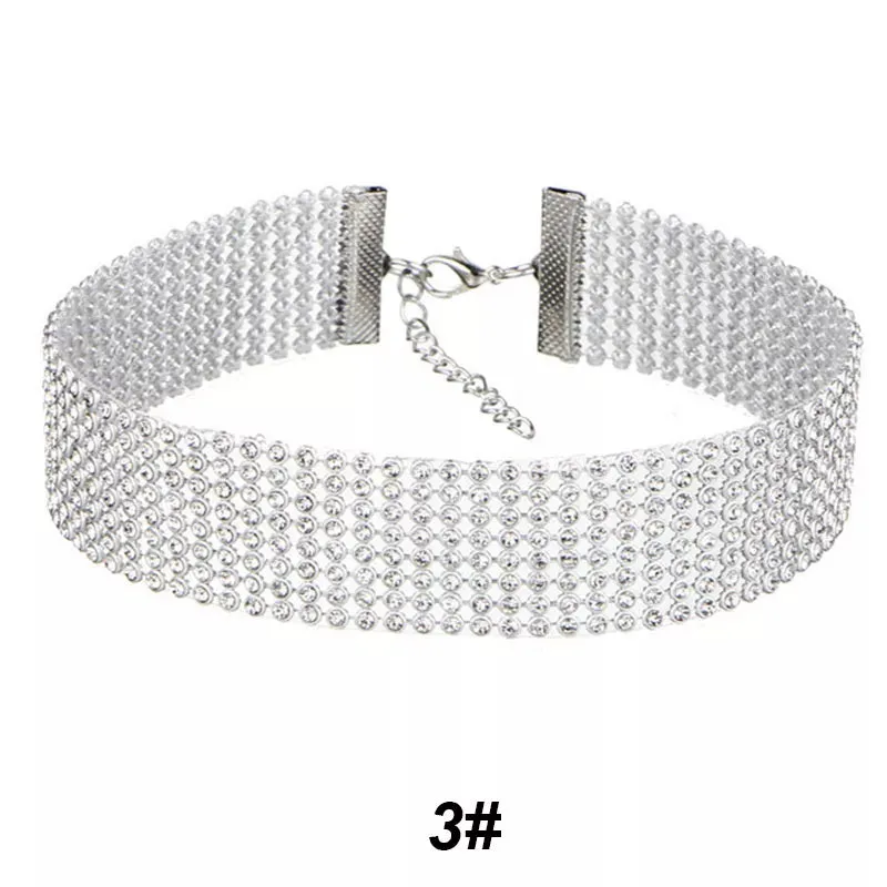 Crystal Rhinestone Choker Necklace Women Wedding Accessories Silver Color Chain Gothic Vintage Chokers Jewelry Collier Femme